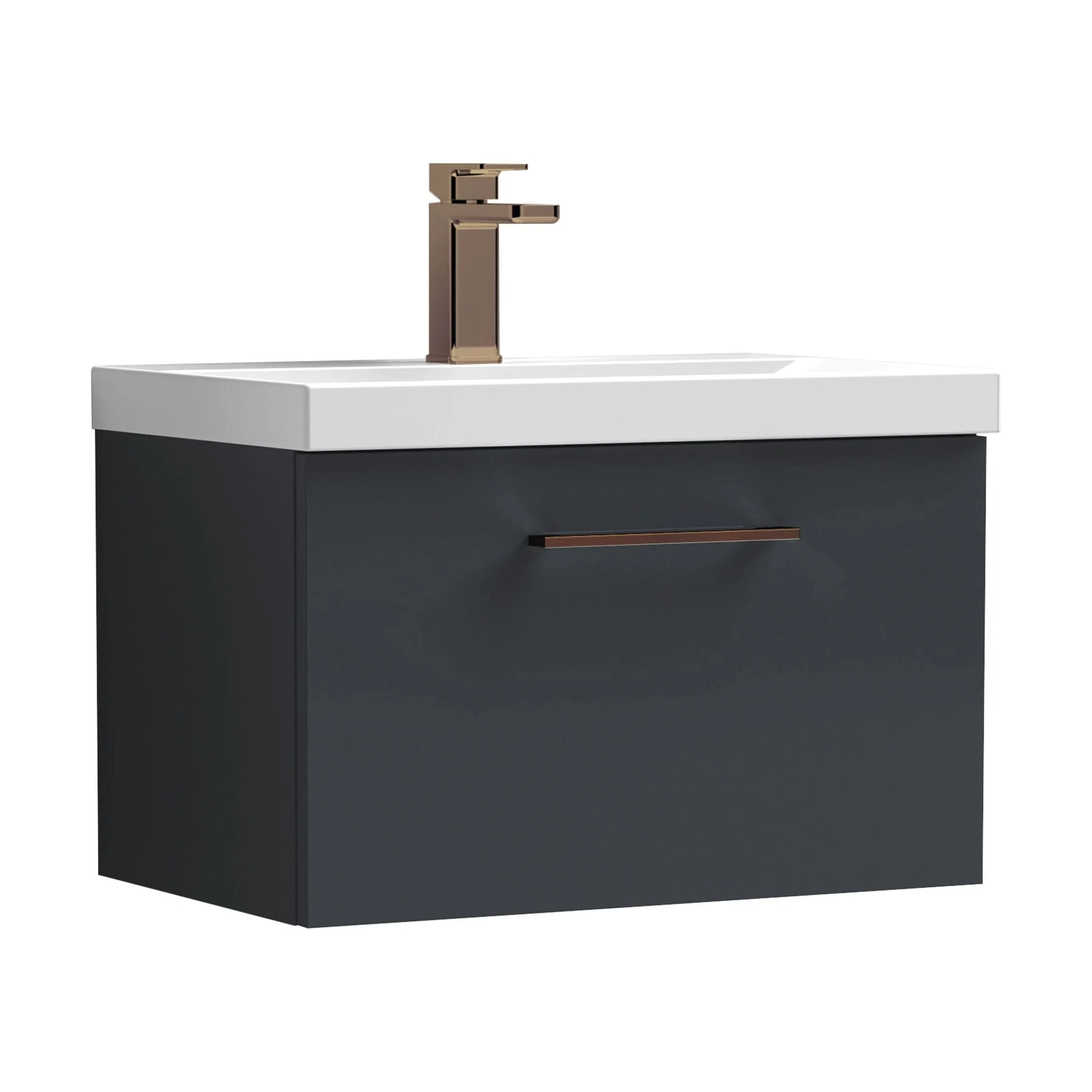 Bramshall Wall Hung 1 Drawer Vanity Unit with Mid-Edge Ceramic Basin 600mm - Image 114