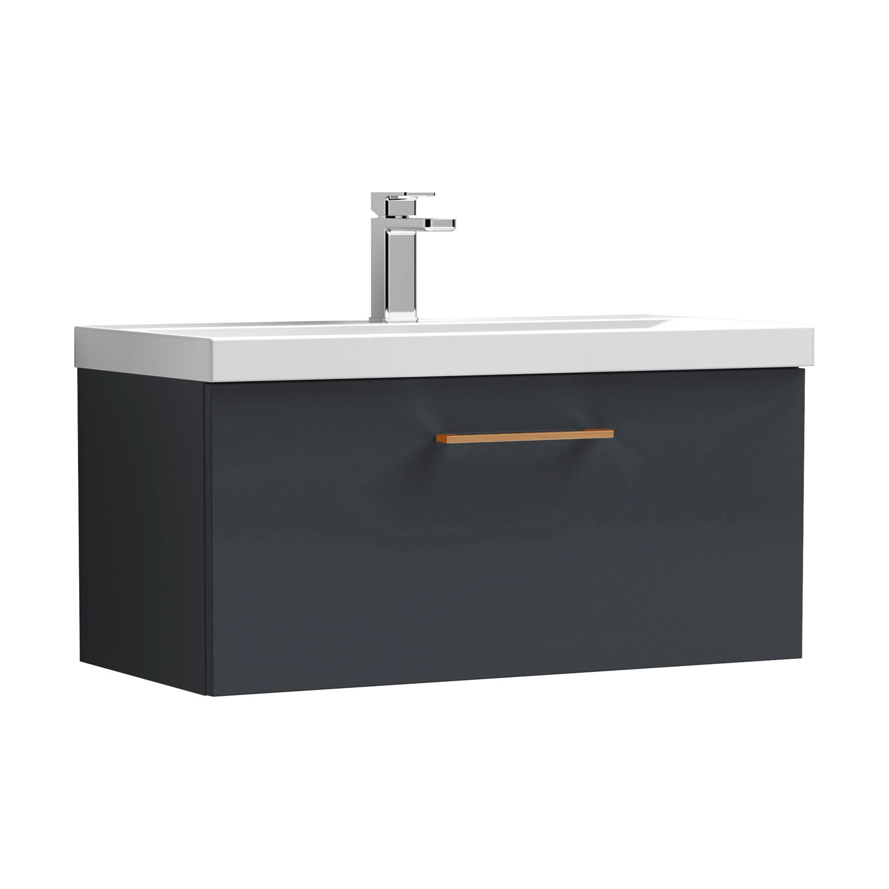 Bramshall Wall Hung 1 Drawer Vanity Unit with Mid-Edge Ceramic Basin 600mm - Image 119