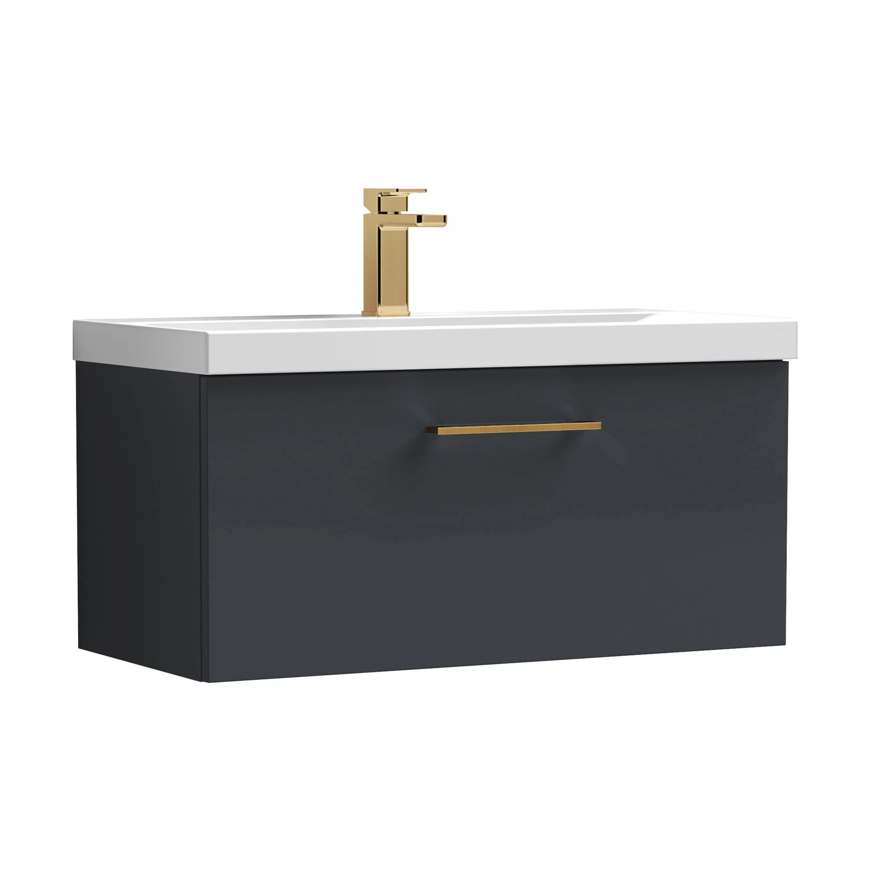 Bramshall Wall Hung 1 Drawer Vanity Unit with Mid-Edge Ceramic Basin 600mm - Image 120