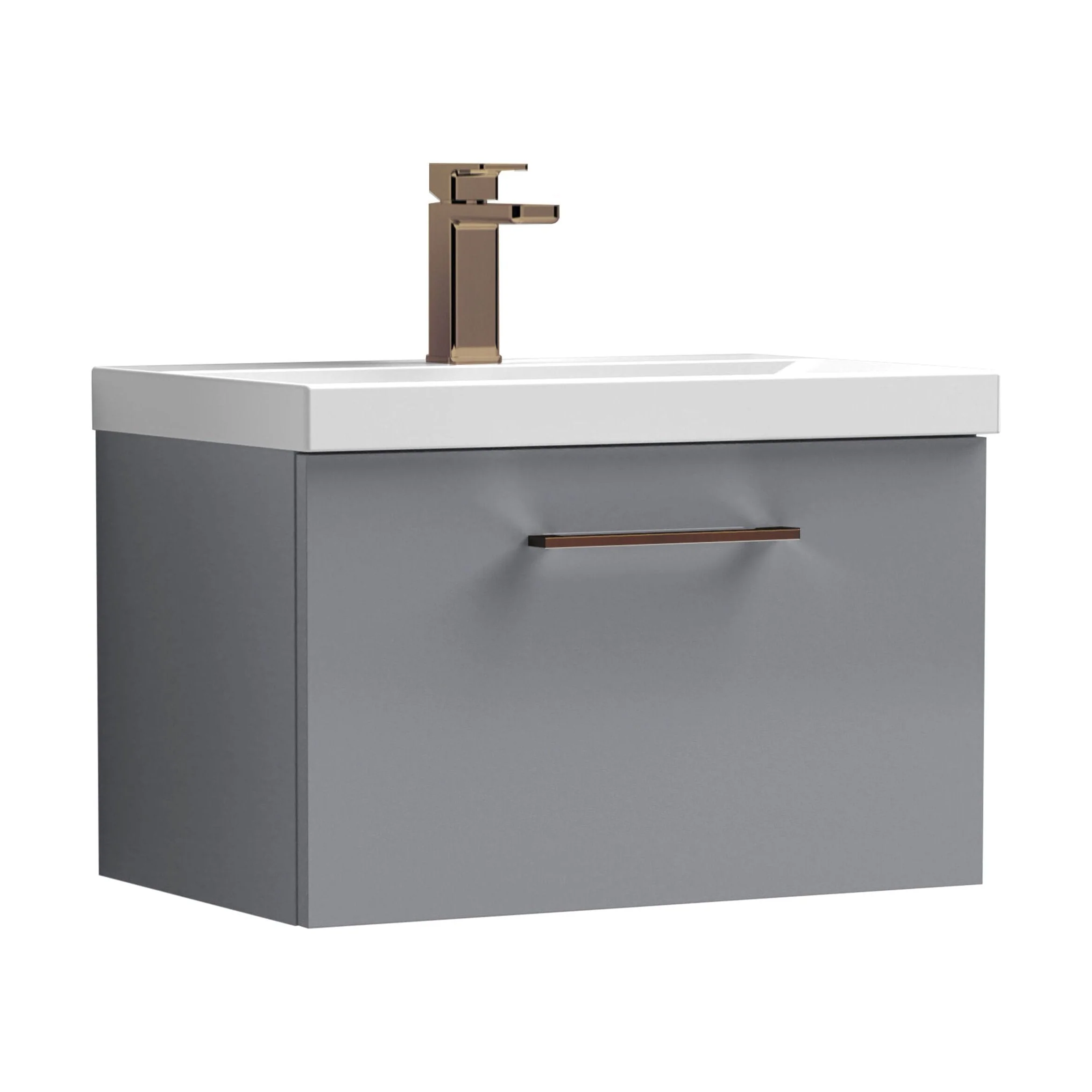 Bramshall Wall Hung 1 Drawer Vanity Unit with Mid-Edge Ceramic Basin 600mm - Image 123