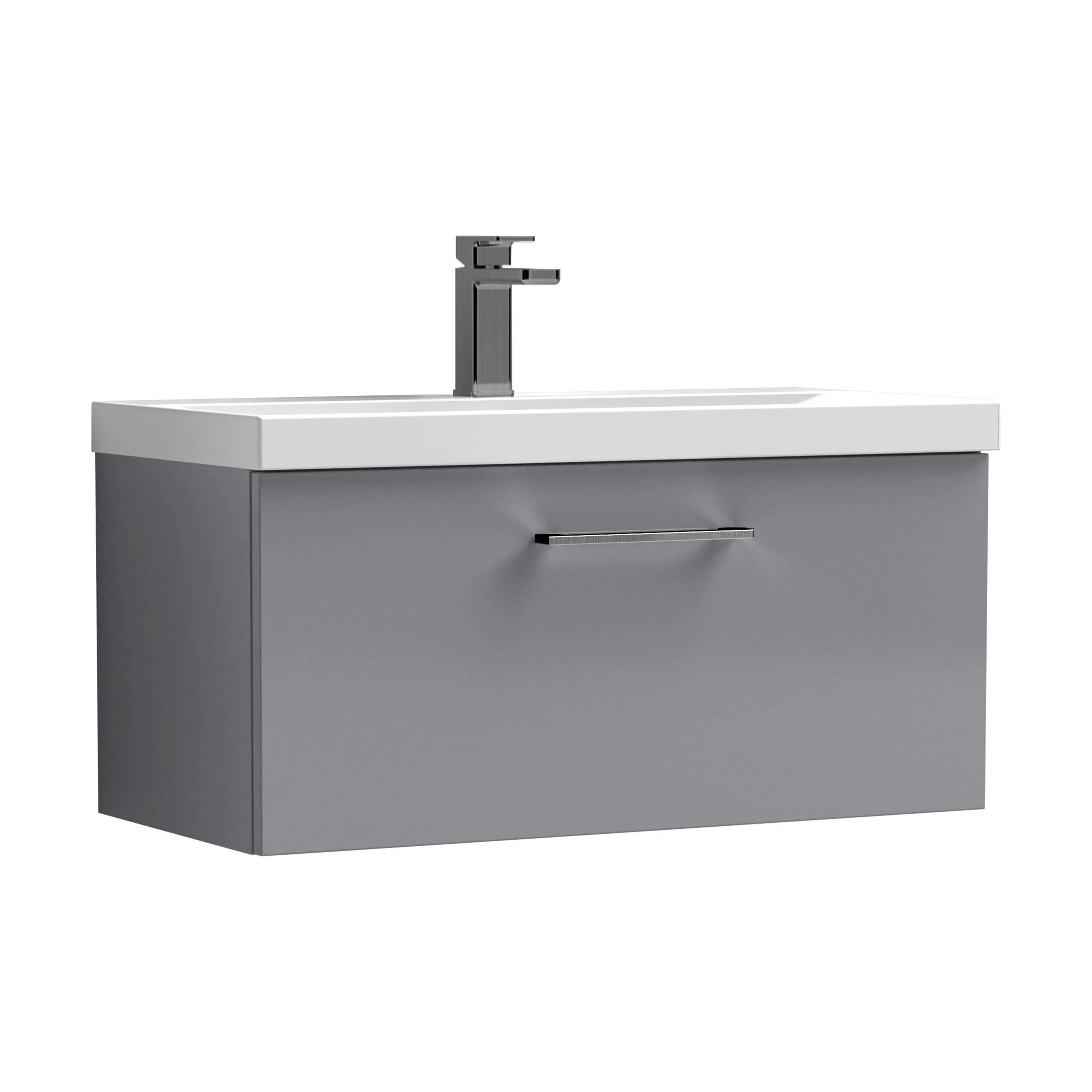 Bramshall Wall Hung 1 Drawer Vanity Unit with Mid-Edge Ceramic Basin 600mm - Image 129