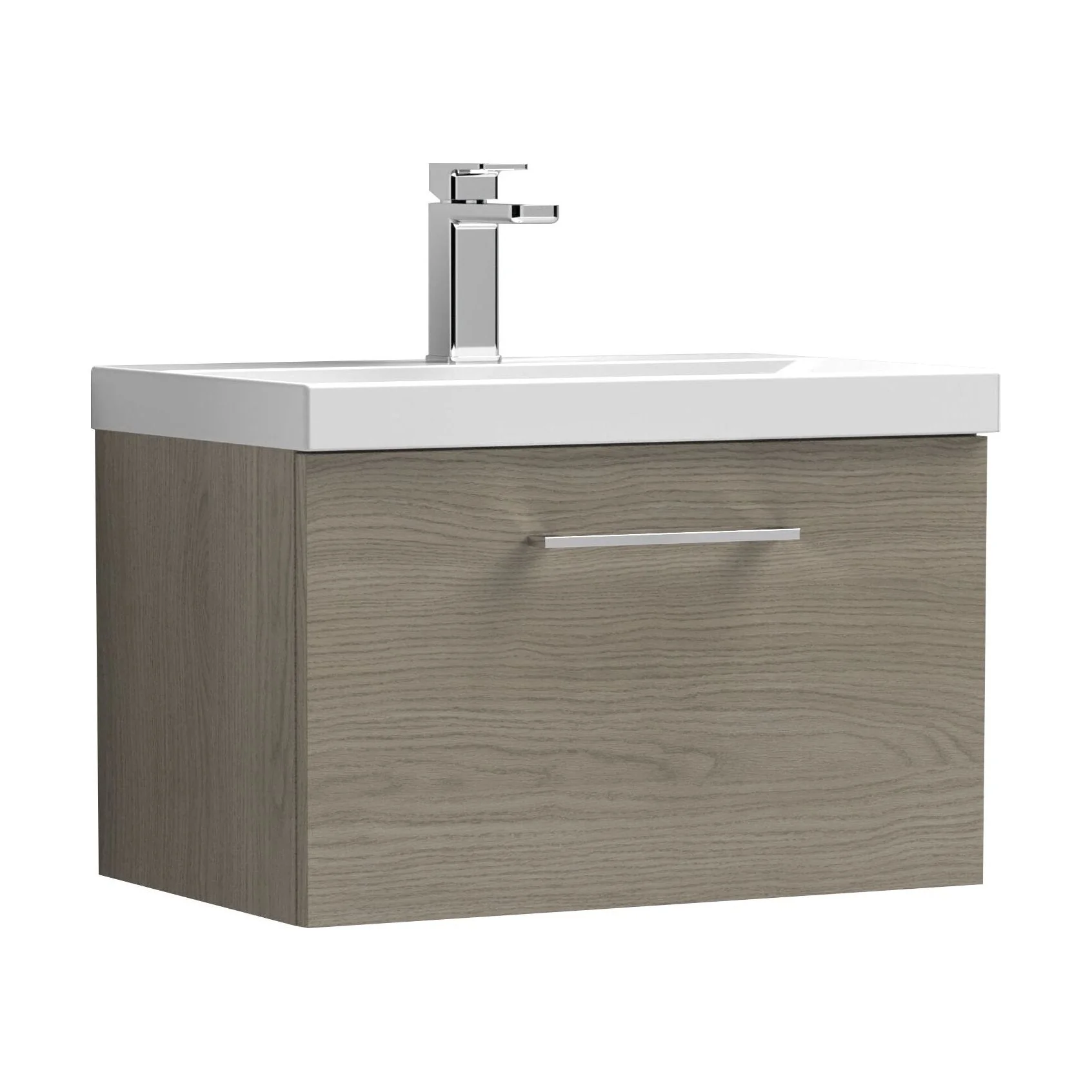 Bramshall Wall Hung 1 Drawer Vanity Unit with Mid-Edge Ceramic Basin 600mm - Image 130