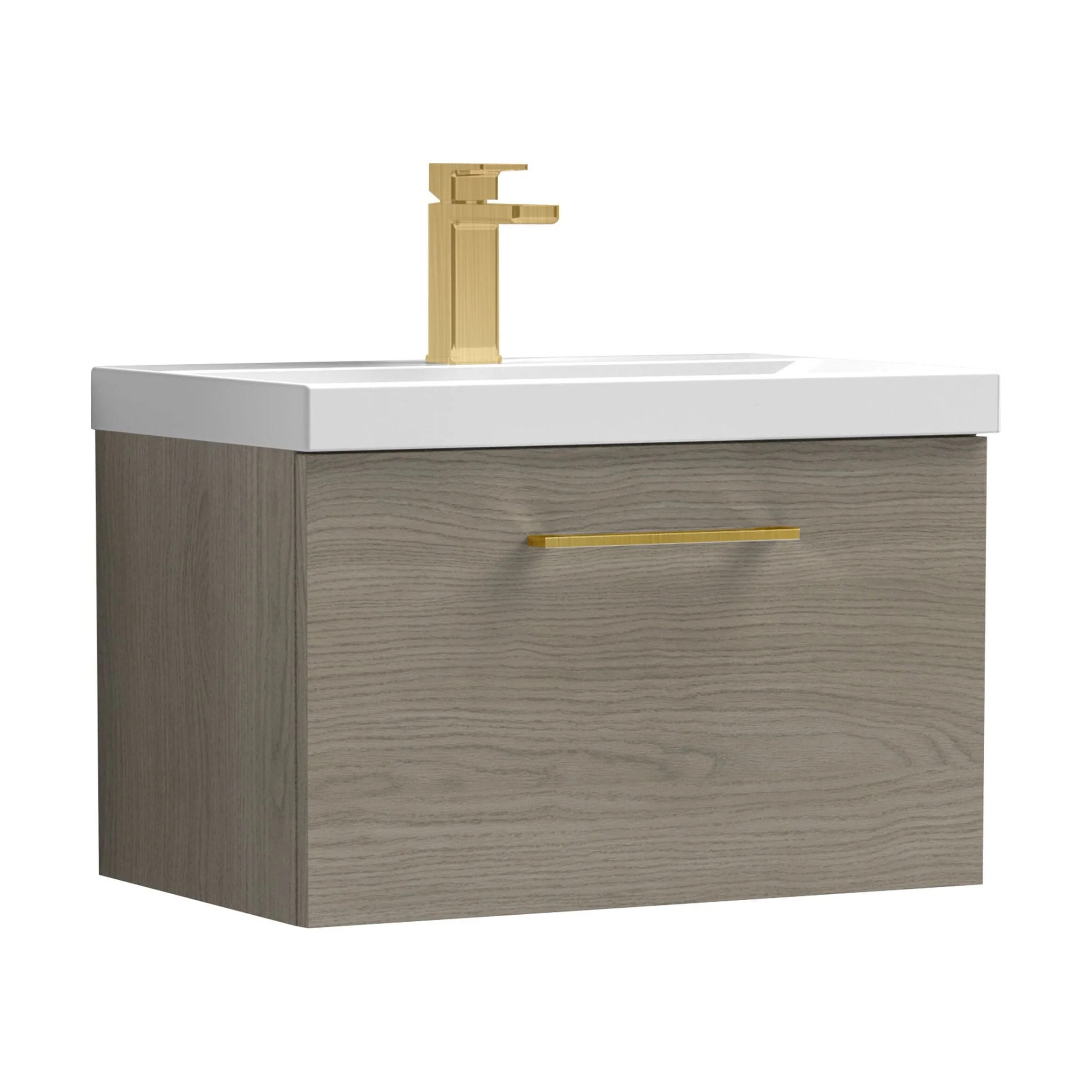 Bramshall Wall Hung 1 Drawer Vanity Unit with Mid-Edge Ceramic Basin 600mm - Image 131