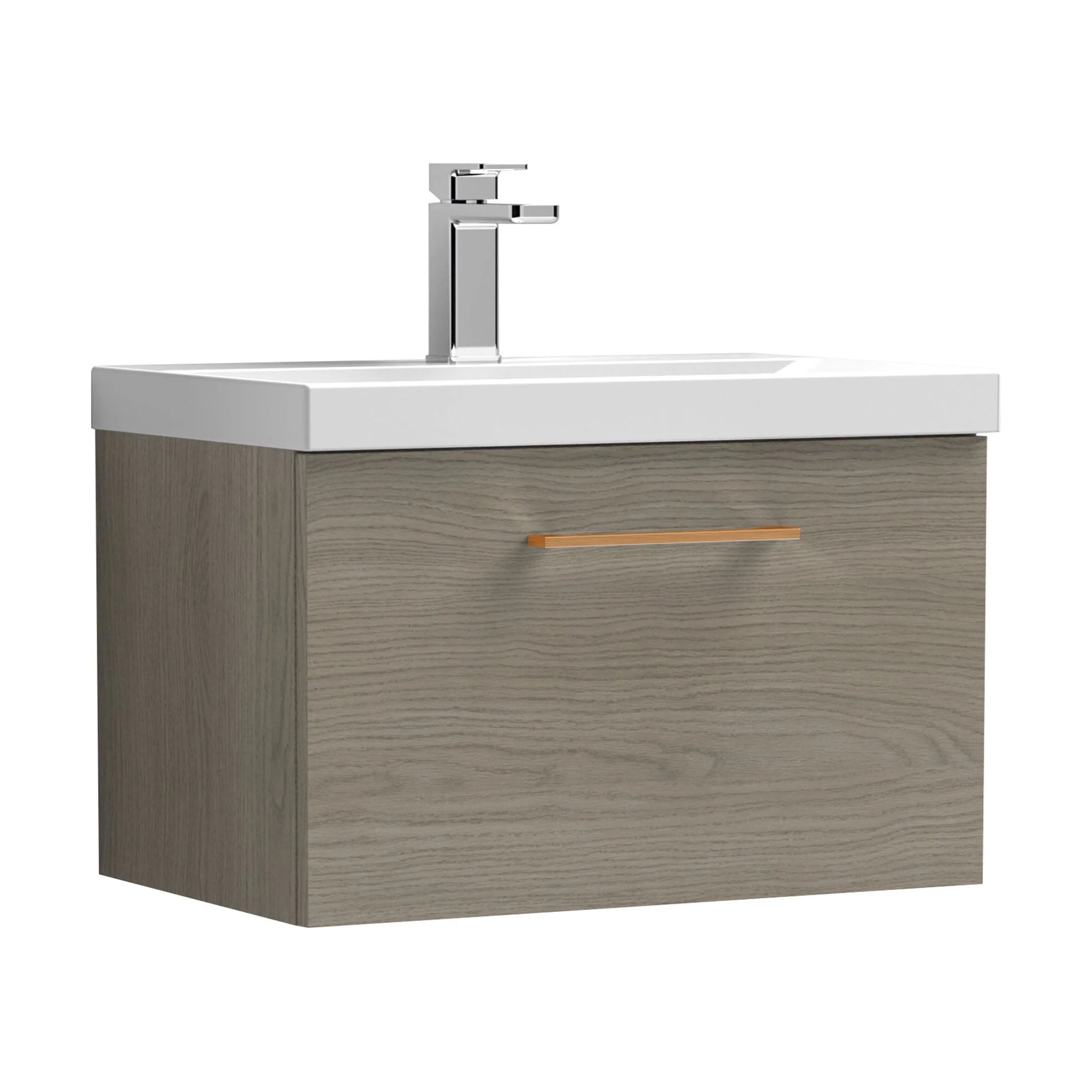 Bramshall Wall Hung 1 Drawer Vanity Unit with Mid-Edge Ceramic Basin 600mm - Image 133