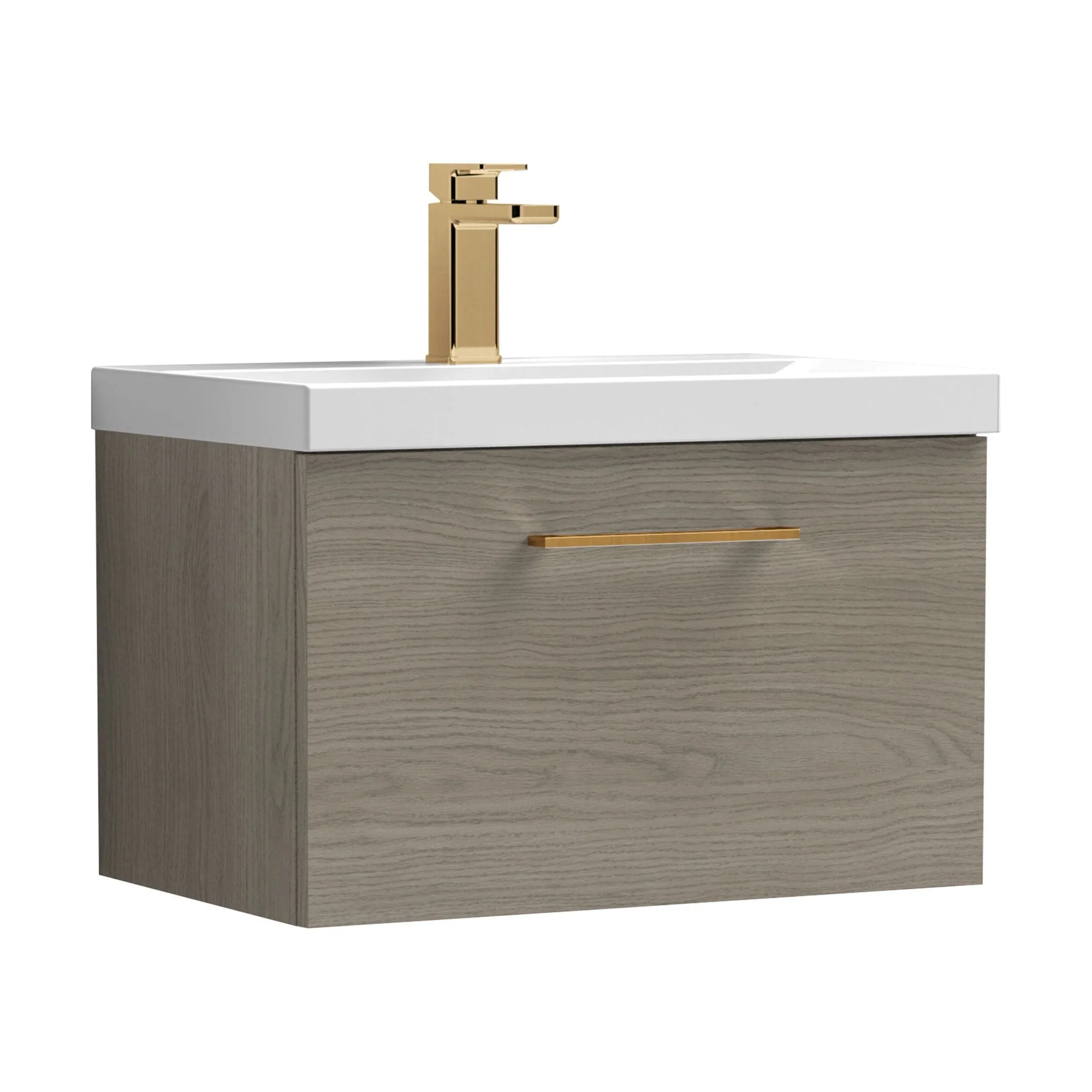 Bramshall Wall Hung 1 Drawer Vanity Unit with Mid-Edge Ceramic Basin 600mm - Image 134