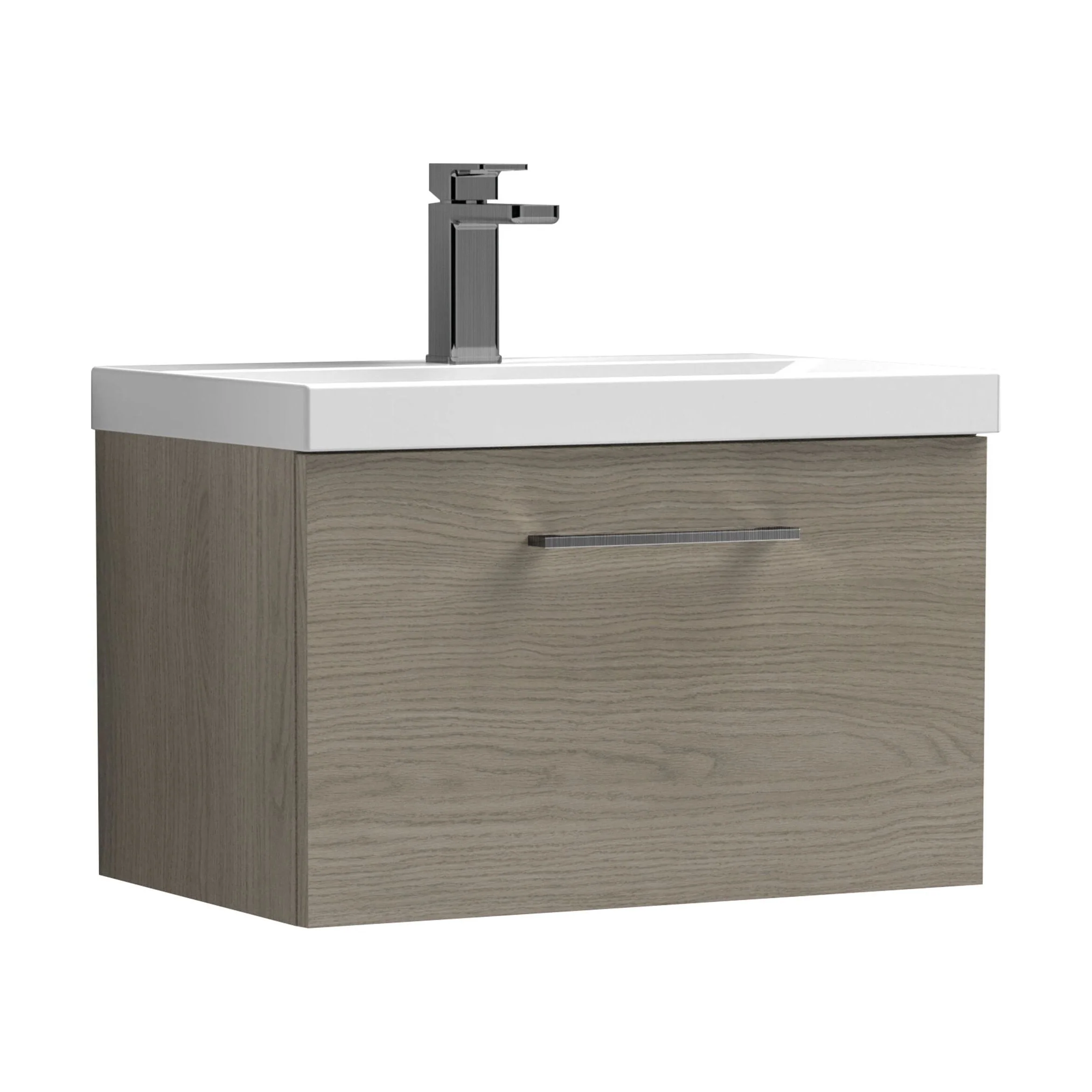 Bramshall Wall Hung 1 Drawer Vanity Unit with Mid-Edge Ceramic Basin 600mm - Image 135