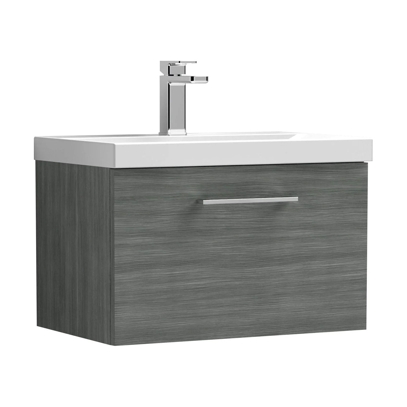 Bramshall Wall Hung 1 Drawer Vanity Unit with Mid-Edge Ceramic Basin 600mm - Image 137