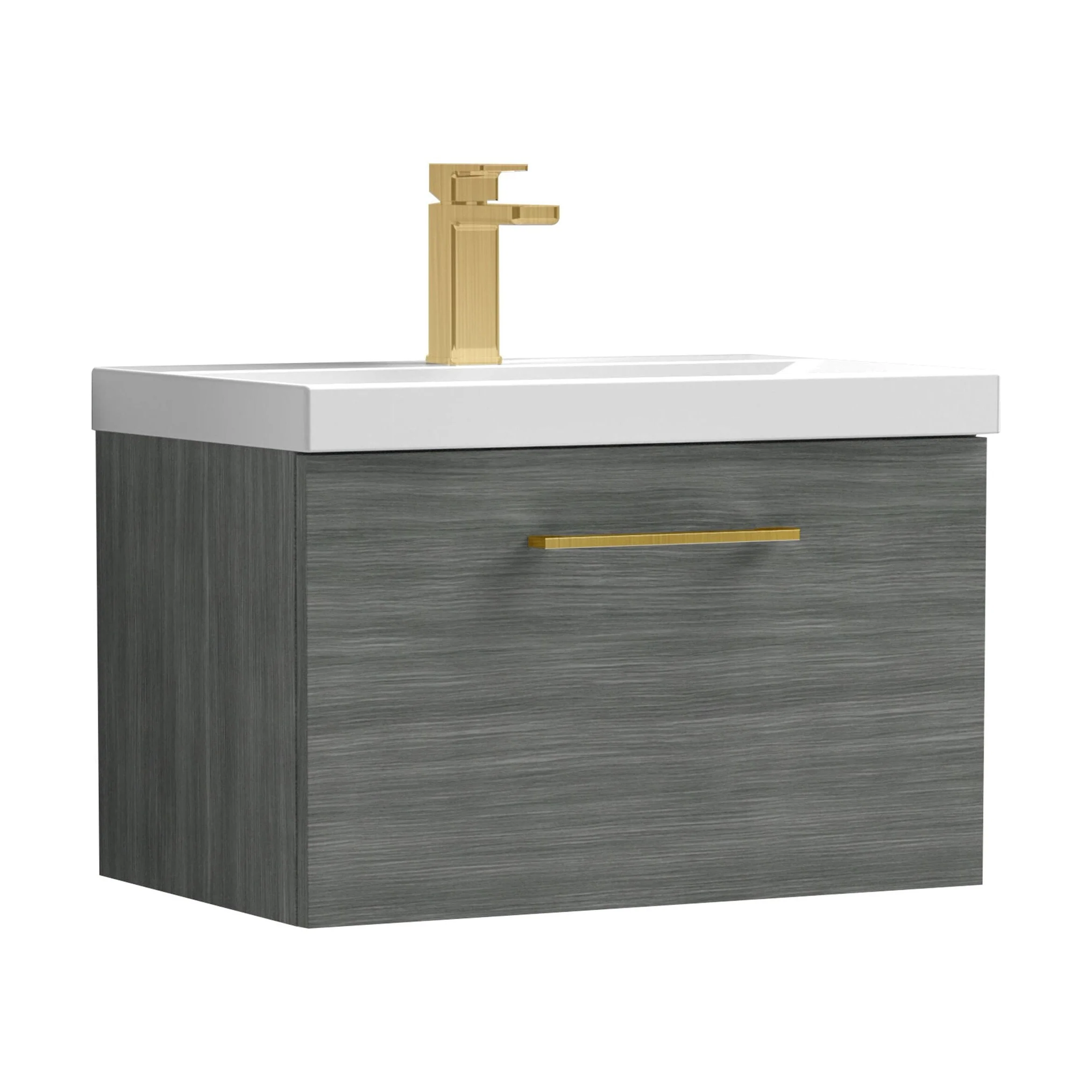 Bramshall Wall Hung 1 Drawer Vanity Unit with Mid-Edge Ceramic Basin 600mm - Image 138