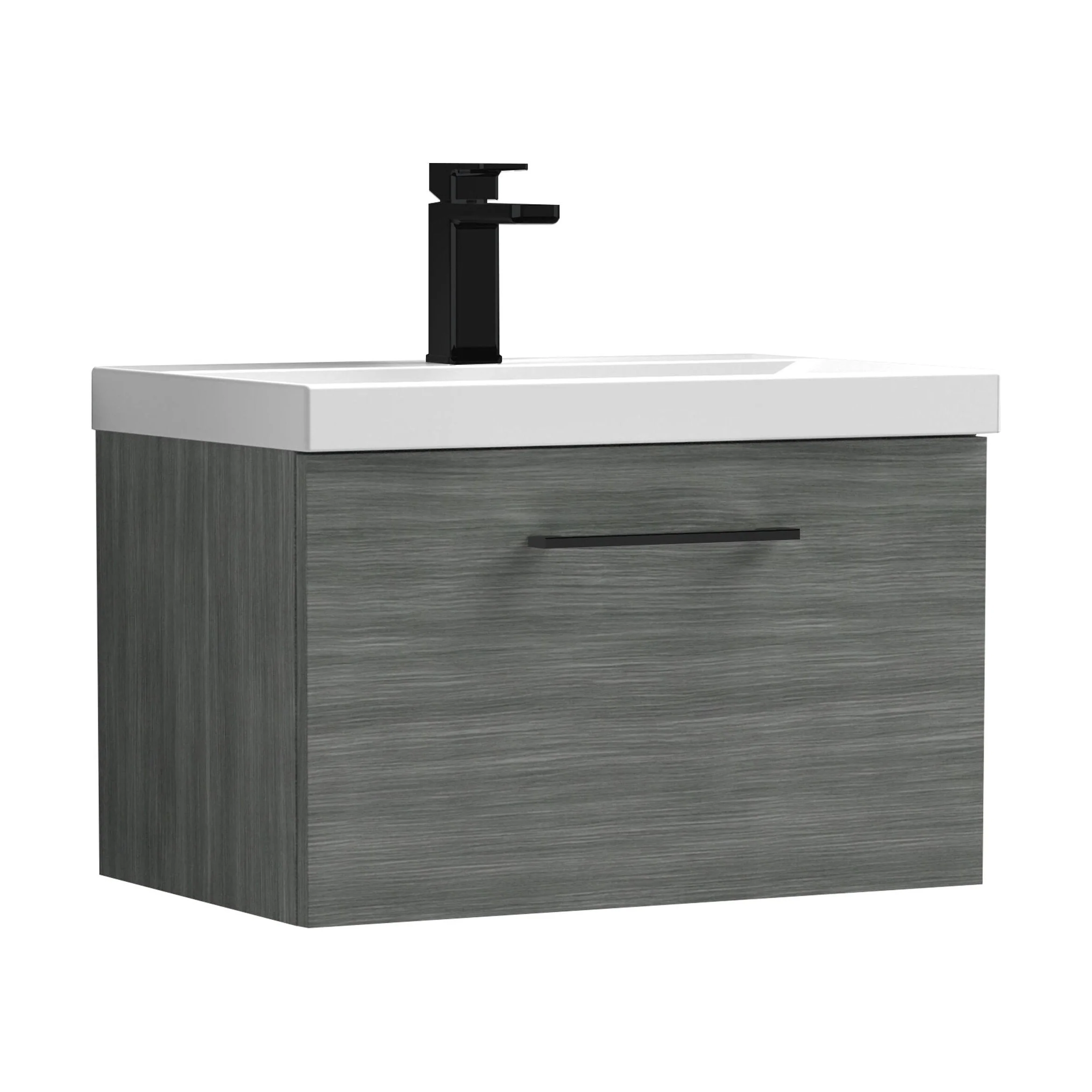 Bramshall Wall Hung 1 Drawer Vanity Unit with Mid-Edge Ceramic Basin 600mm - Image 139