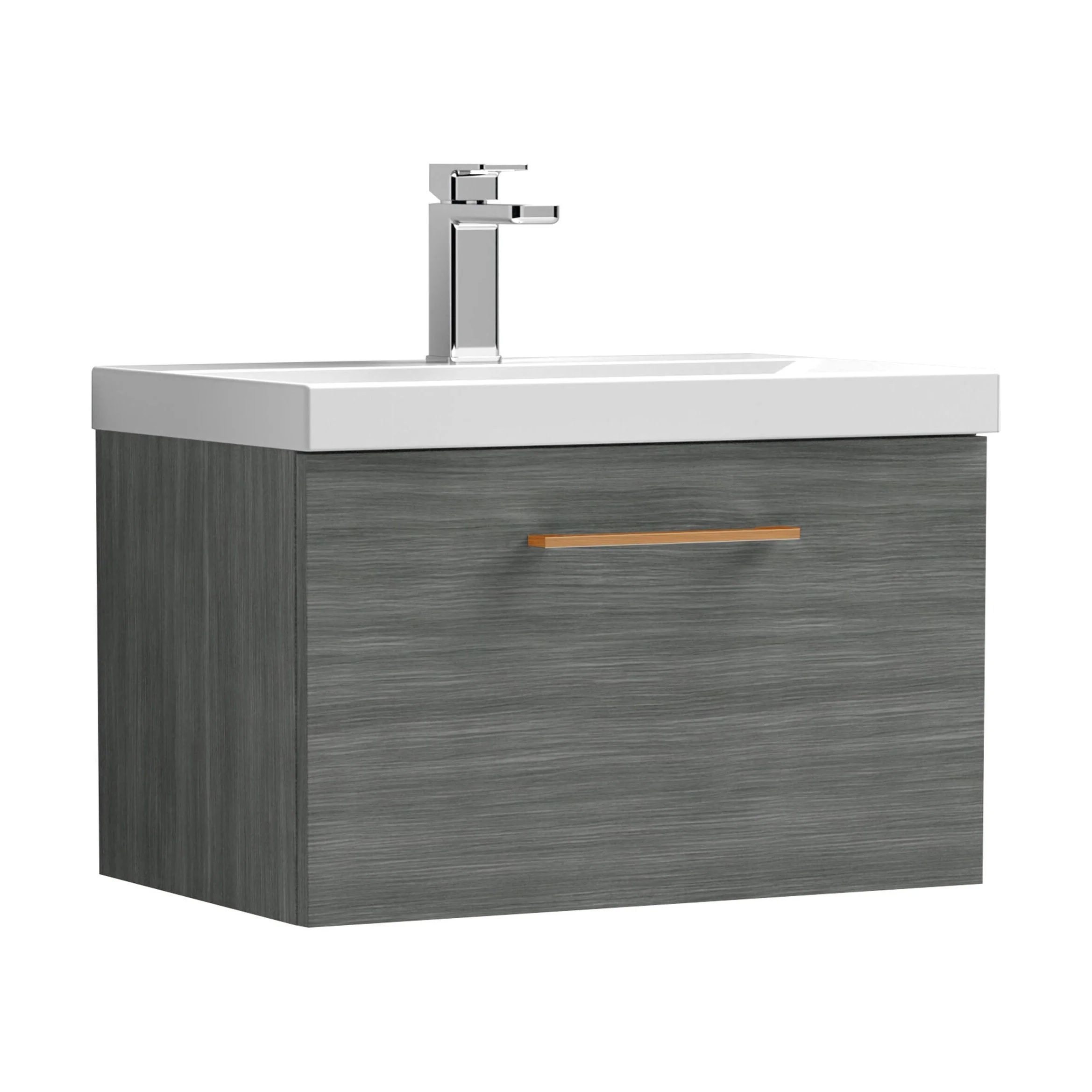Bramshall Wall Hung 1 Drawer Vanity Unit with Mid-Edge Ceramic Basin 600mm - Image 140