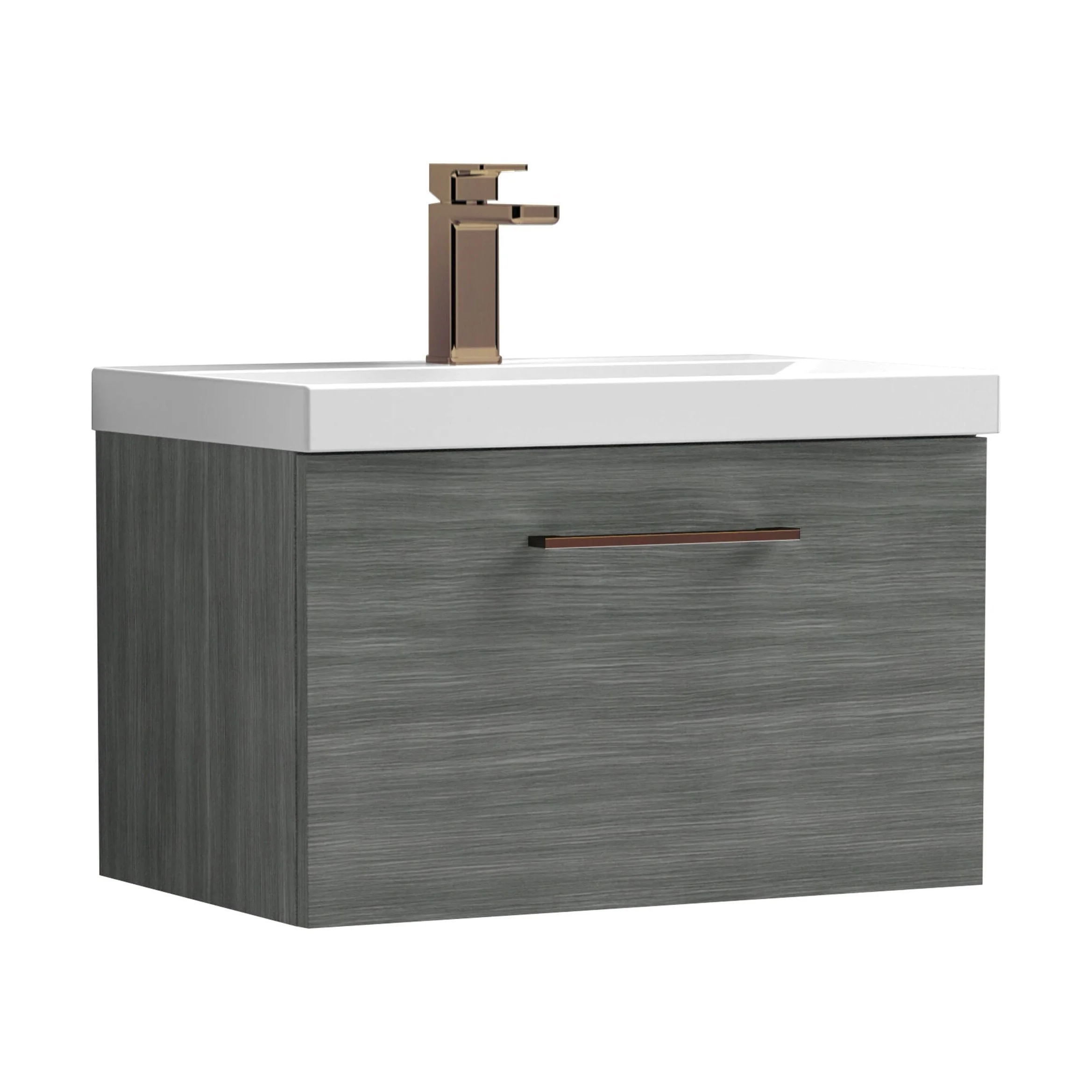 Bramshall Wall Hung 1 Drawer Vanity Unit with Mid-Edge Ceramic Basin 600mm - Image 141