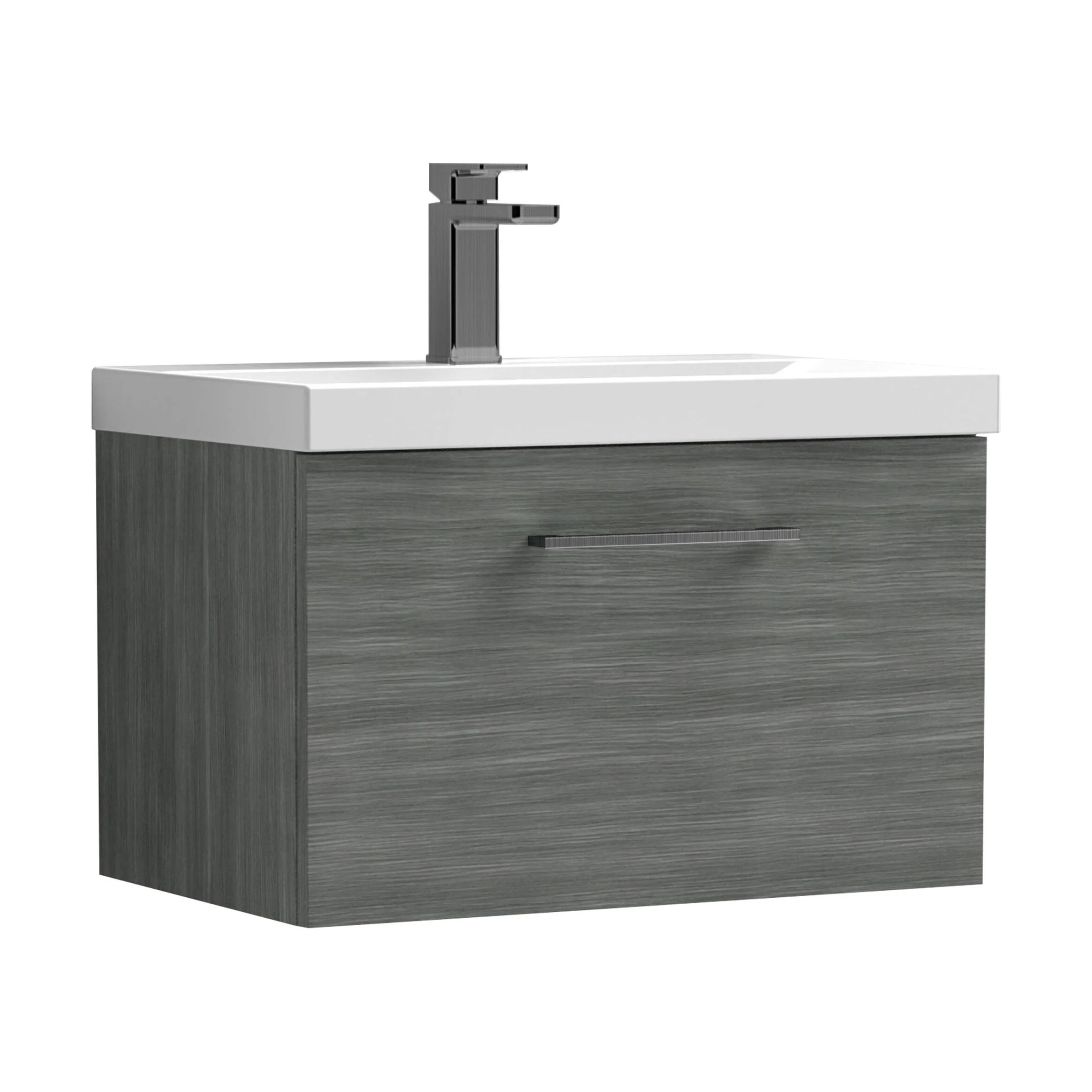 Bramshall Wall Hung 1 Drawer Vanity Unit with Mid-Edge Ceramic Basin 600mm - Image 142