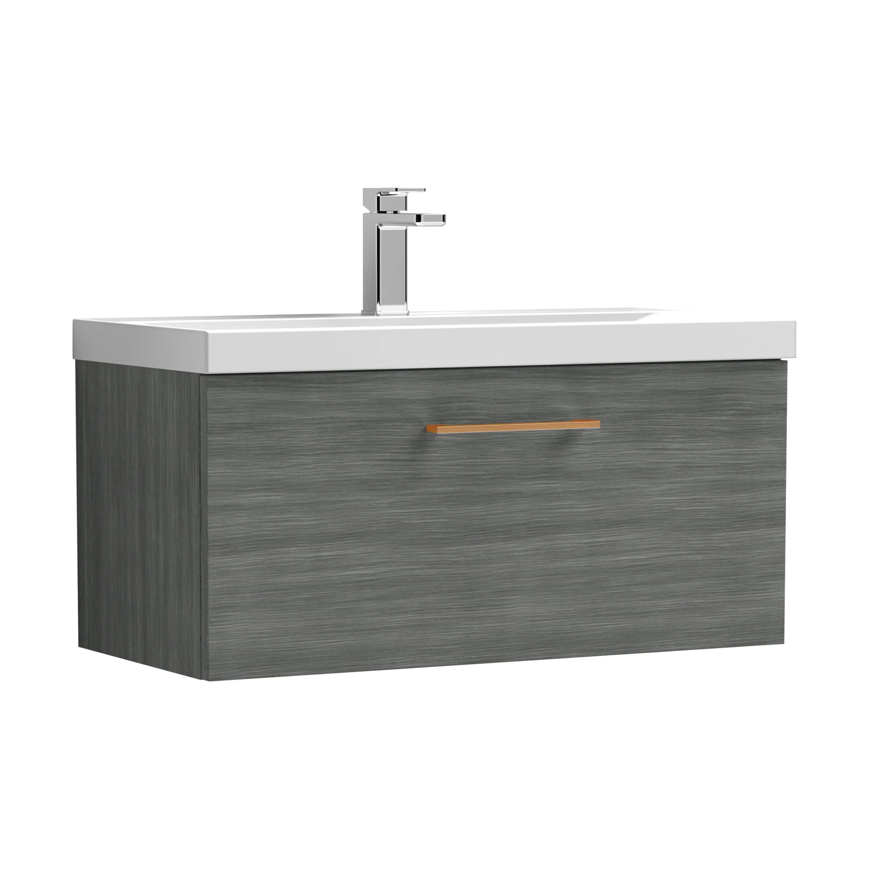 Bramshall Wall Hung 1 Drawer Vanity Unit with Mid-Edge Ceramic Basin 600mm - Image 146
