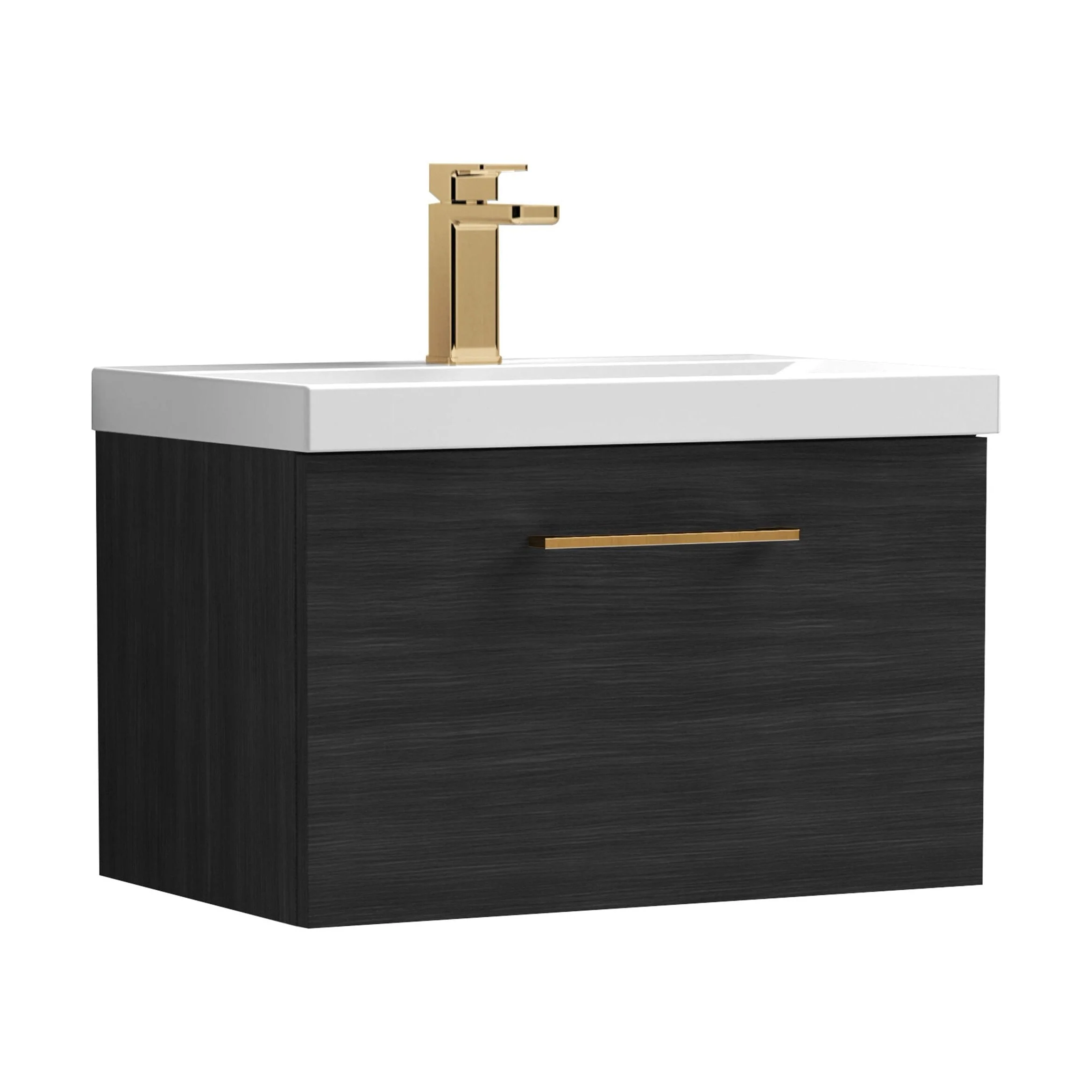 Bramshall Wall Hung 1 Drawer Vanity Unit with Mid-Edge Ceramic Basin 600mm - Image 153