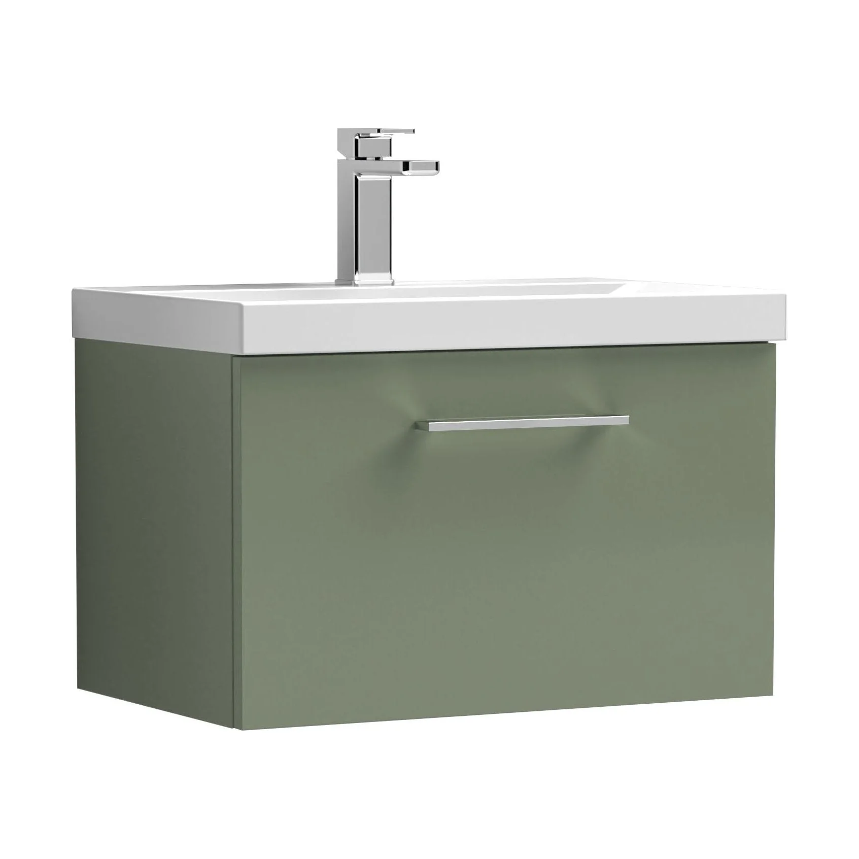 Bramshall Wall Hung 1 Drawer Vanity Unit with Mid-Edge Ceramic Basin 600mm - Image 161