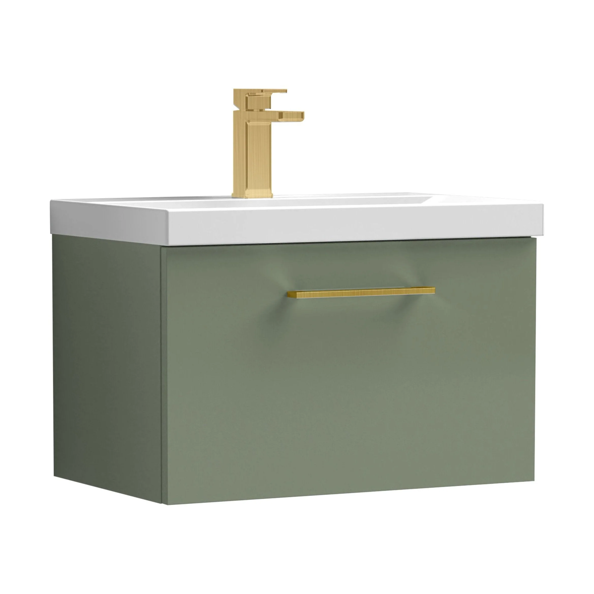 Bramshall Wall Hung 1 Drawer Vanity Unit with Mid-Edge Ceramic Basin 600mm - Image 162