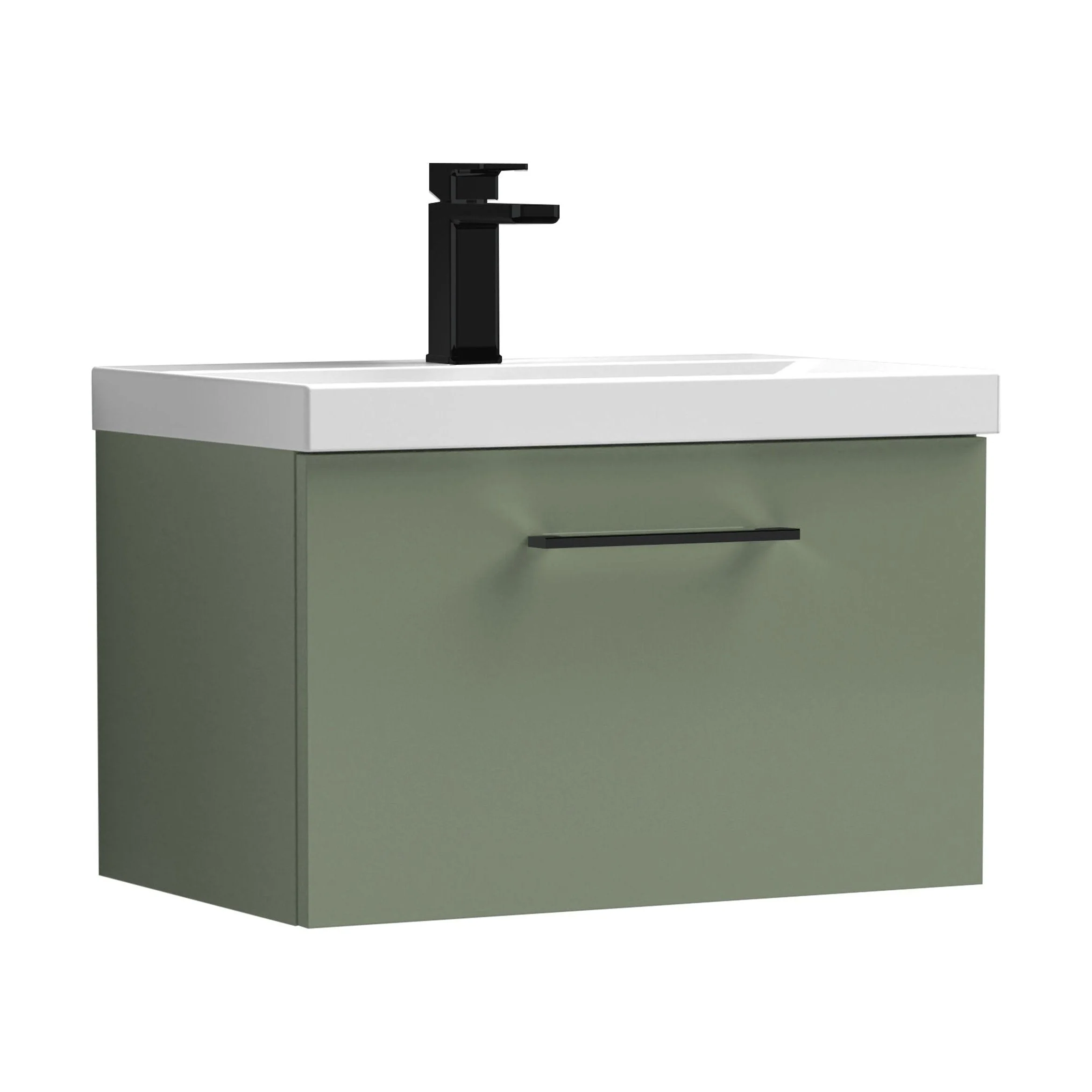 Bramshall Wall Hung 1 Drawer Vanity Unit with Mid-Edge Ceramic Basin 600mm - Image 163