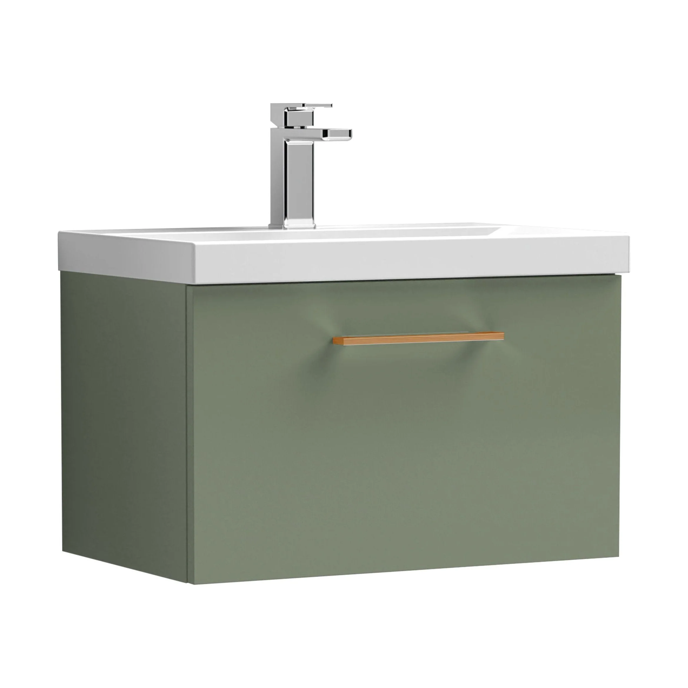Bramshall Wall Hung 1 Drawer Vanity Unit with Mid-Edge Ceramic Basin 600mm - Image 164