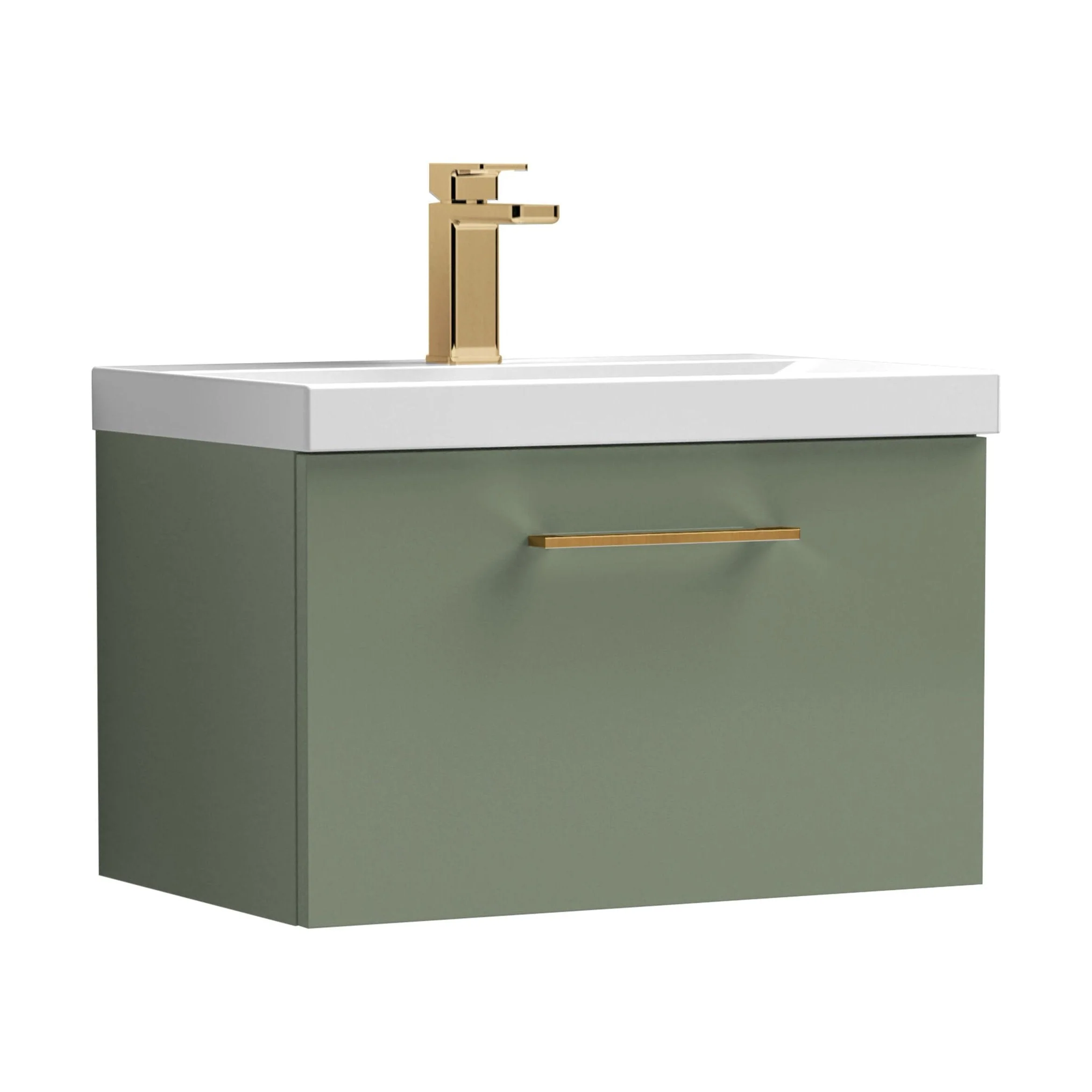 Bramshall Wall Hung 1 Drawer Vanity Unit with Mid-Edge Ceramic Basin 600mm - Image 165