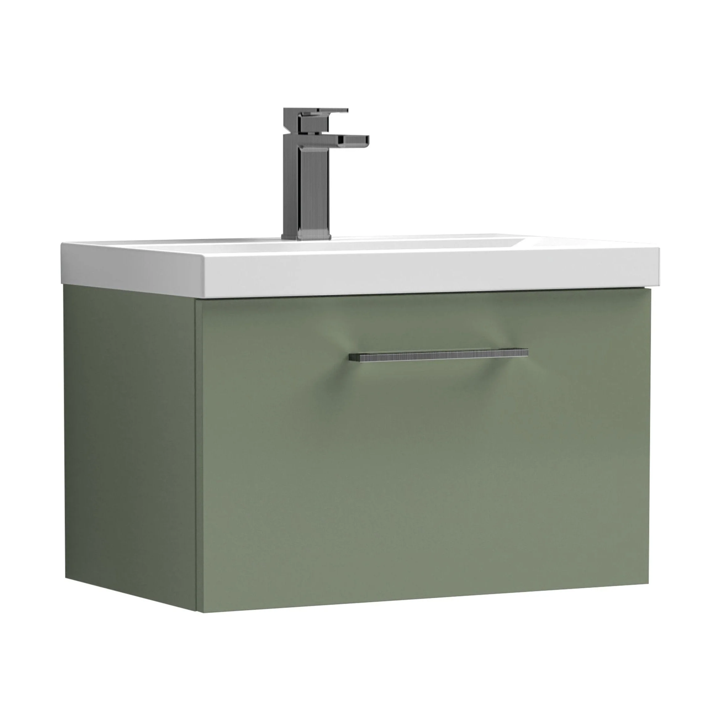 Bramshall Wall Hung 1 Drawer Vanity Unit with Mid-Edge Ceramic Basin 600mm - Image 166