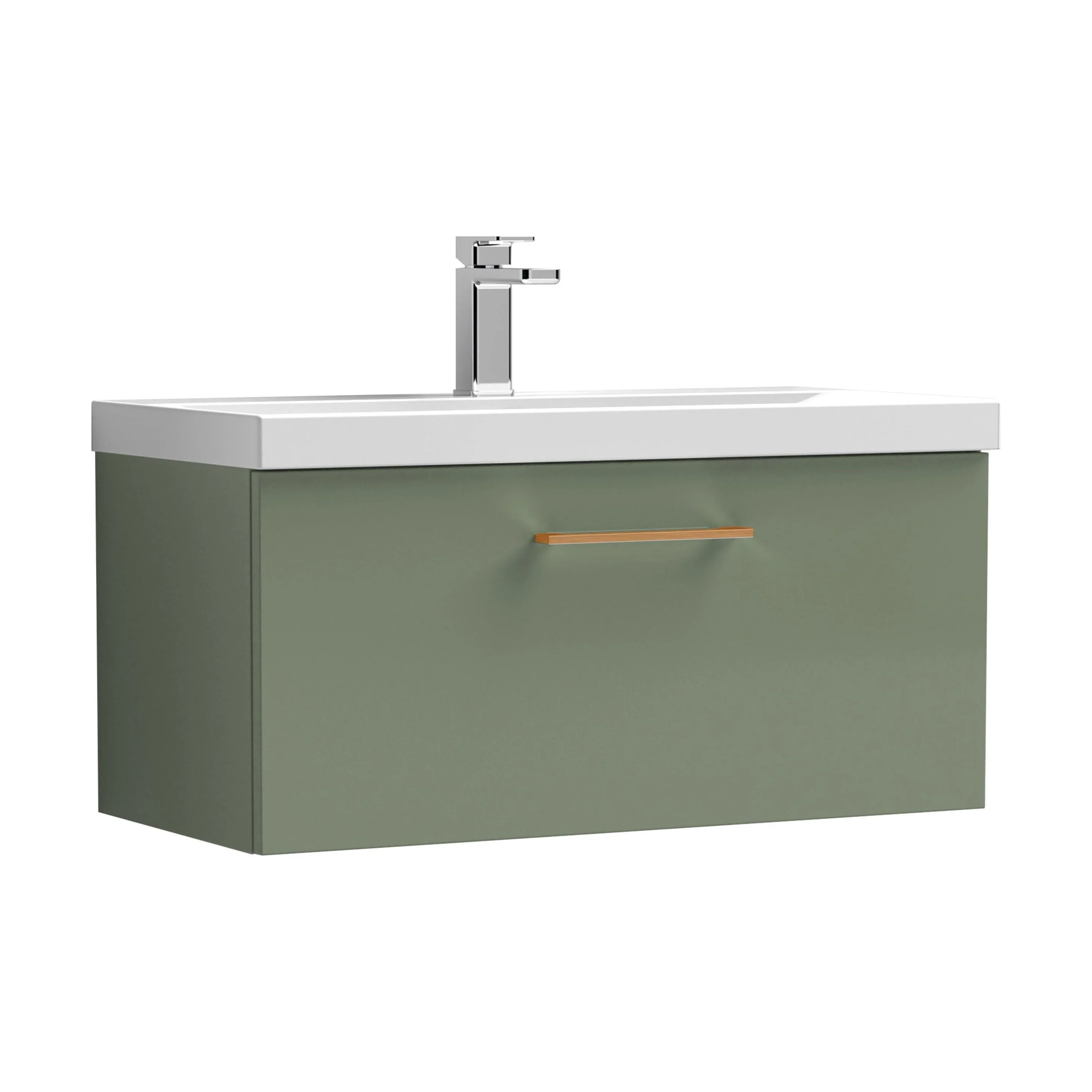 Bramshall Wall Hung 1 Drawer Vanity Unit with Mid-Edge Ceramic Basin 600mm - Image 170