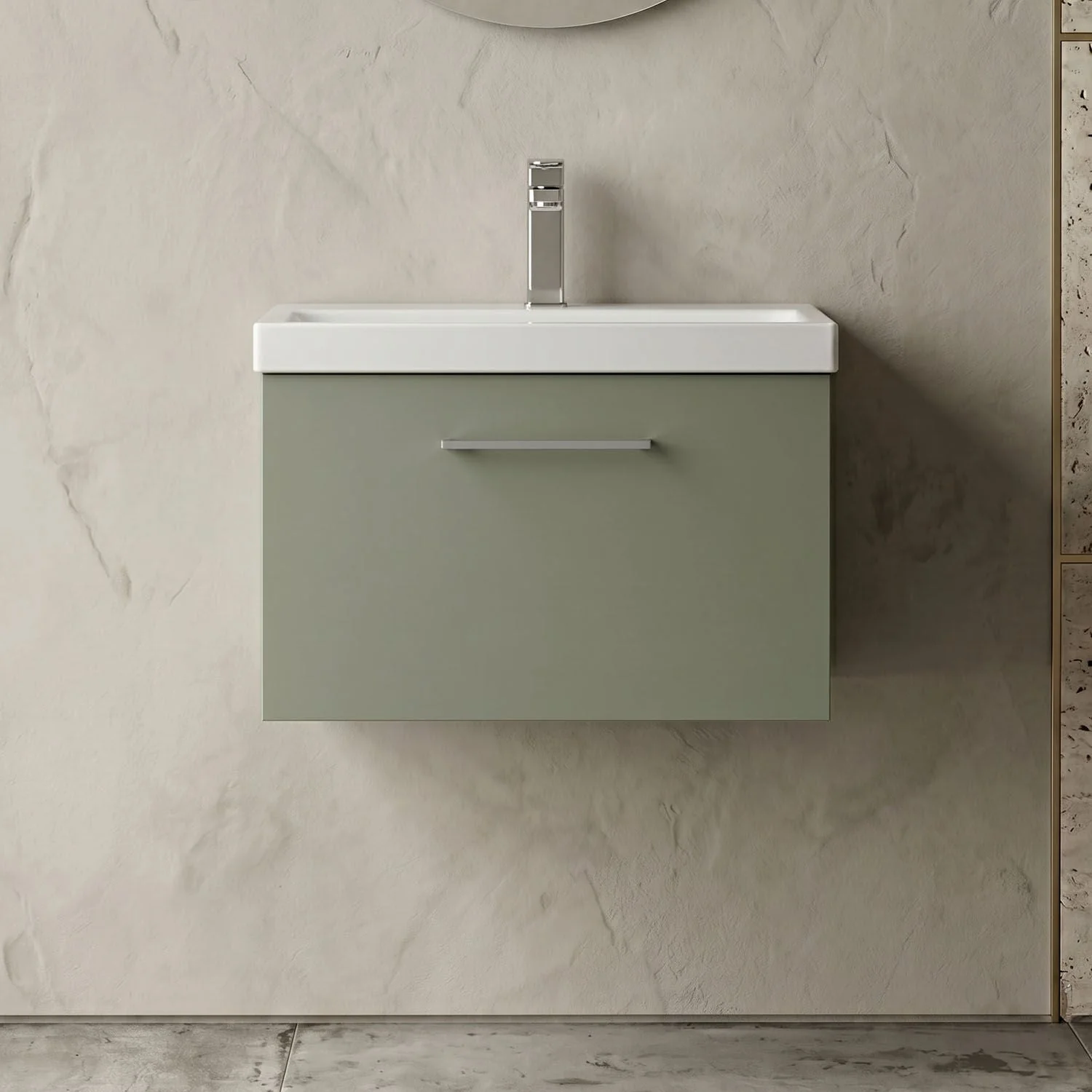 Bramshall Wall Hung 1 Drawer Vanity Unit with Mid-Edge Ceramic Basin 600mm - Image 23