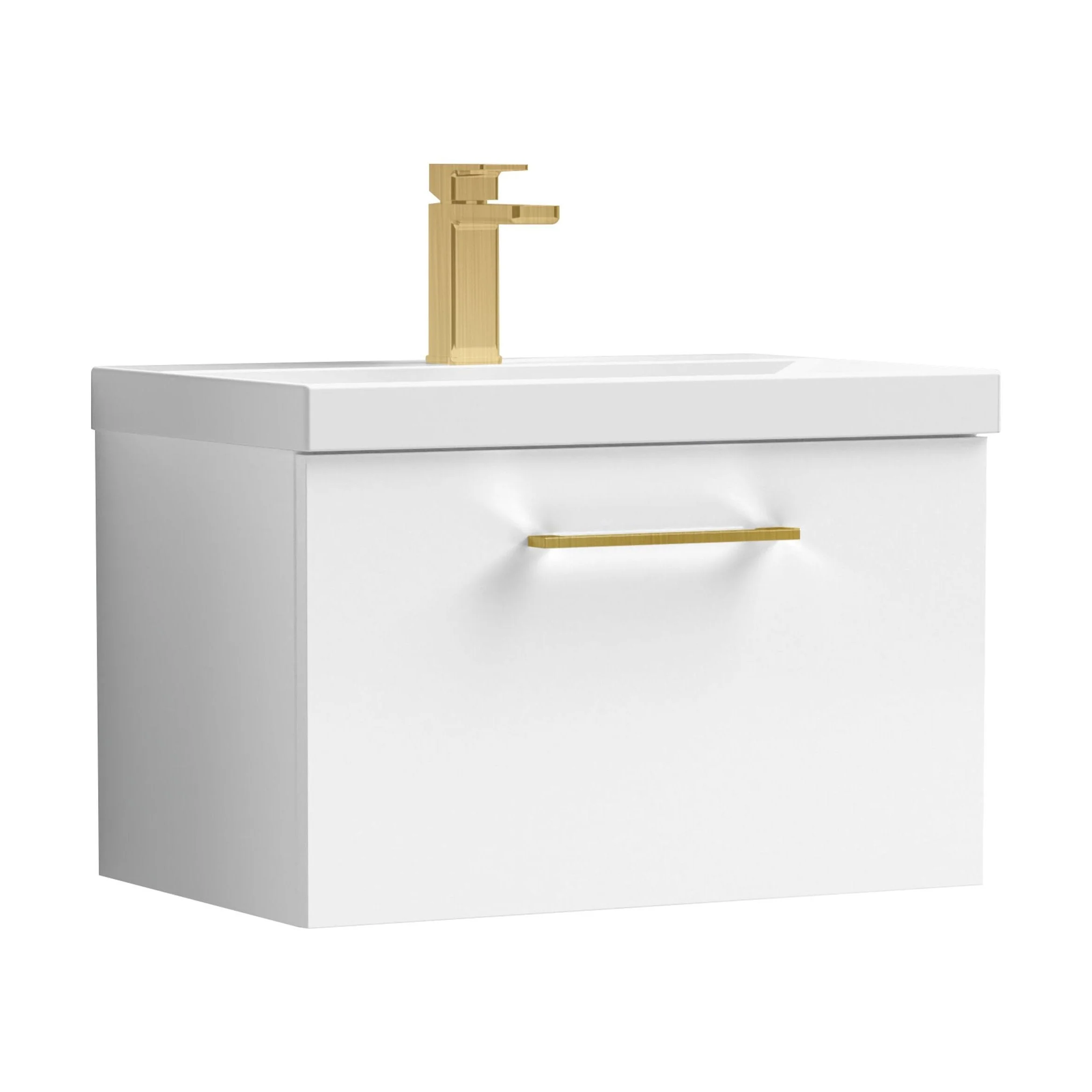 Bramshall Wall Hung 1 Drawer Vanity Unit with Mid-Edge Ceramic Basin 600mm - Image 99