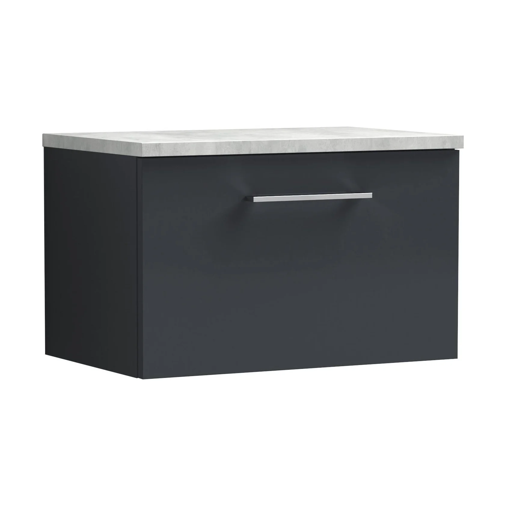 Balterley Level 600mm Wall Hung 1 Drawer Vanity Unit with Laminate Worktop for Compact Modern Bathroom Storage - Dark Grey
