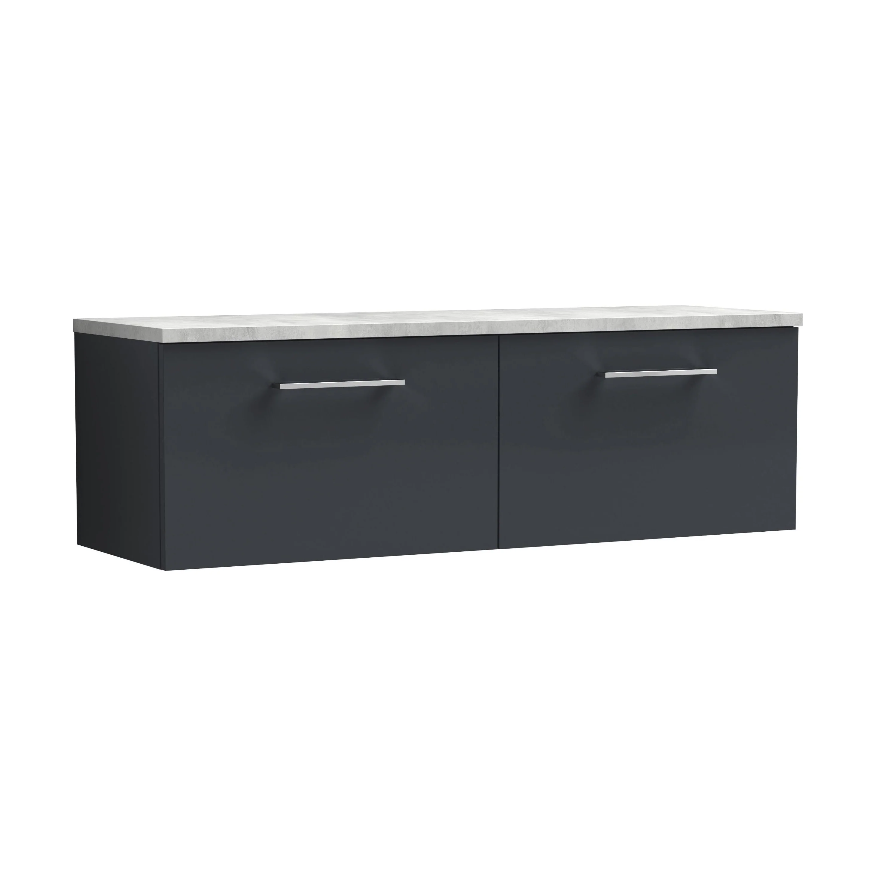 Balterley Level 1200mm Wall Hung 2 Drawer Vanity Unit with Laminate Worktop for Spacious Contemporary Bathroom Storage - Dark Grey