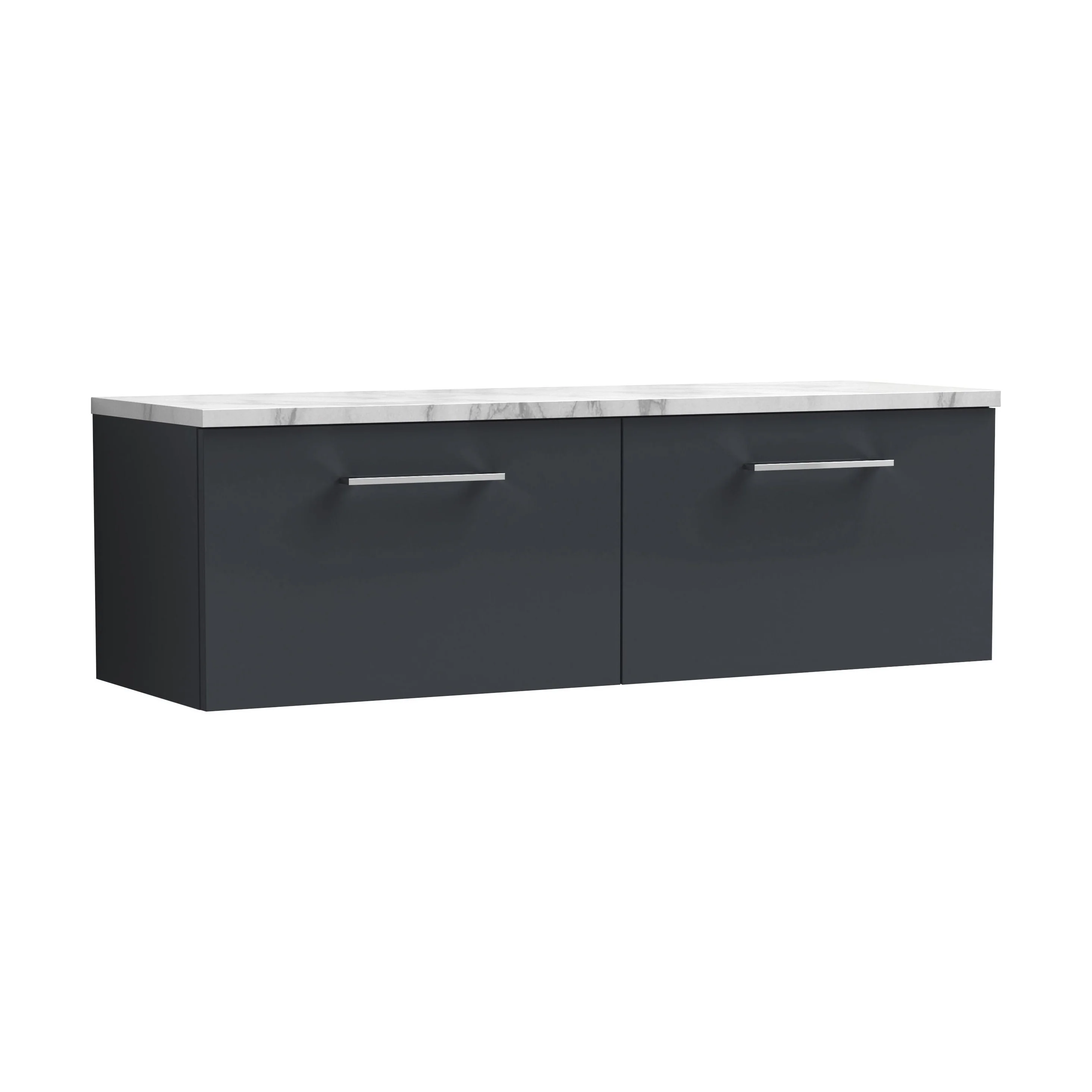 Balterley Level 1200mm Wall Hung 2 Drawer Vanity Unit with Laminate Worktop for Spacious Contemporary Bathroom Storage Dark Grey