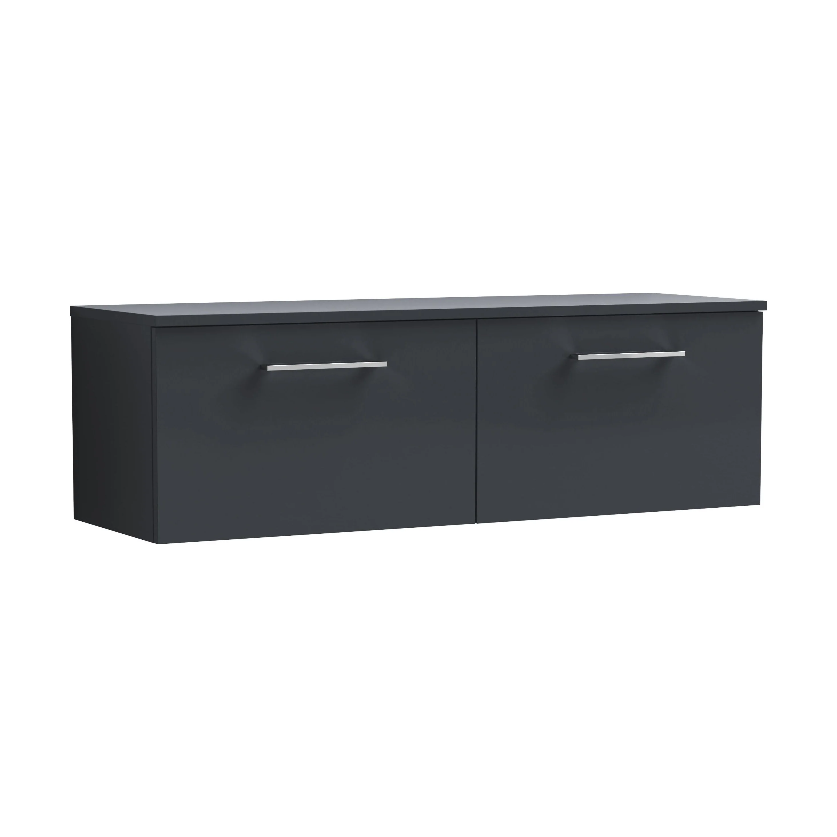 Balterley Level 1200mm Wall Hung 2 Drawer Vanity Unit with Worktop Stylish Bathroom Storage - Dark Grey