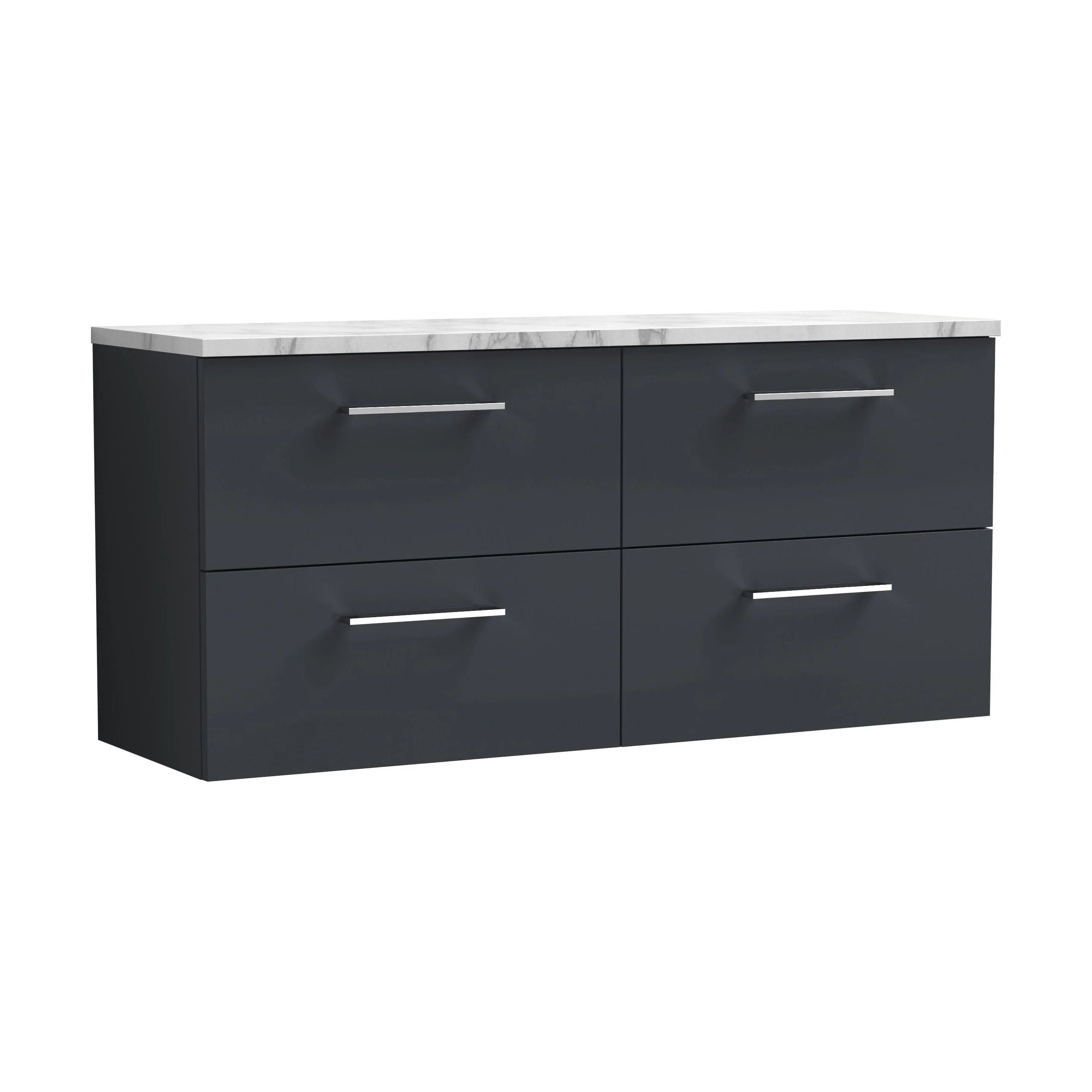Balterley Level 1200mm Wall Hung 4 Drawer Vanity Unit with Laminate Worktop for Spacious Contemporary Bathroom Storage Dark Grey