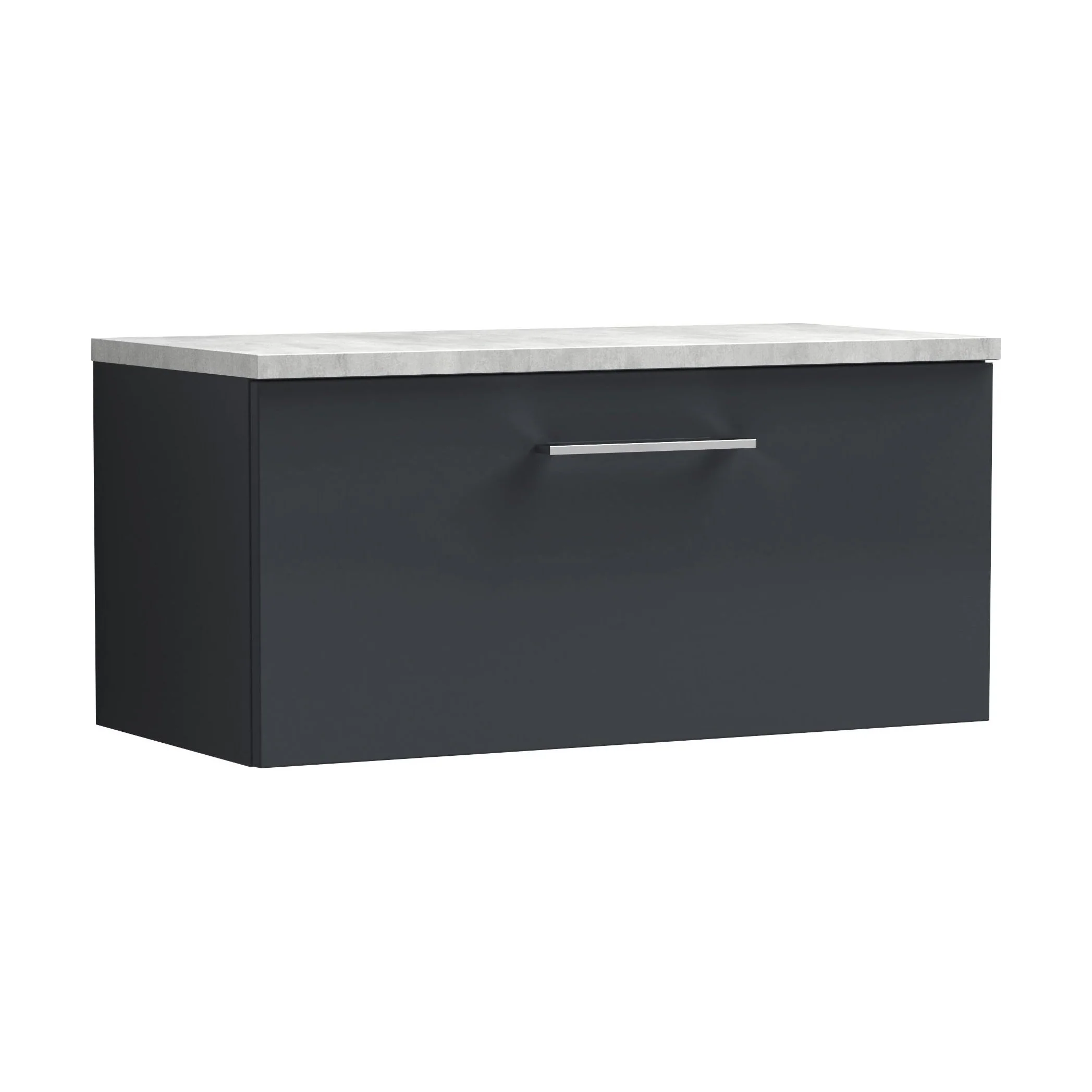 Balterley Level 800mm Wall Hung Single Drawer Vanity Unit with Laminate Worktop for Compact Modern Bathroom Storage - Dark Grey
