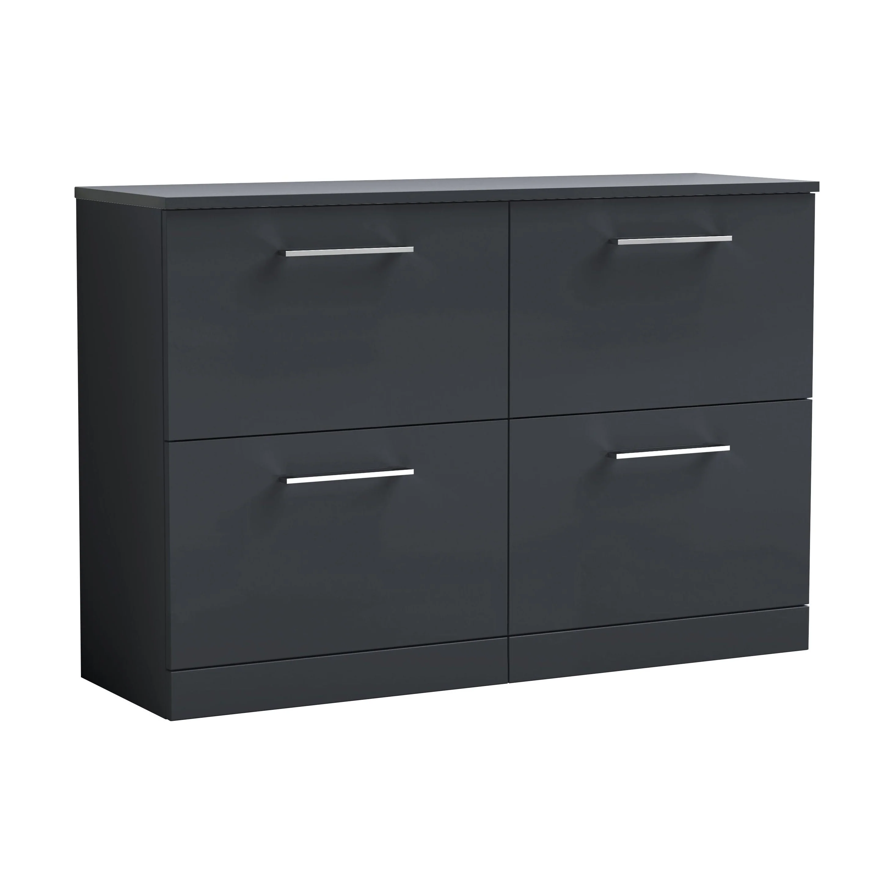 Balterley Level Modern Bathroom 4 Drawer Floor Standing Vanity Unit with Laminate Worktop & Handles, Dark Grey, 1200 mm
