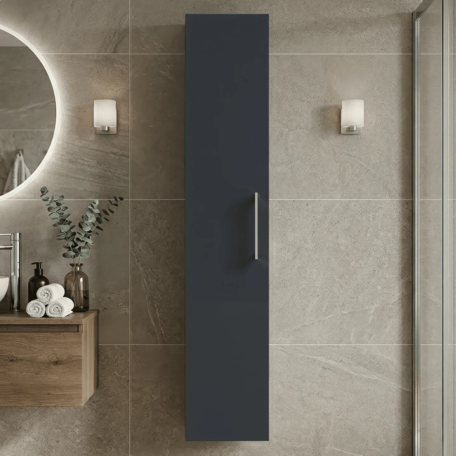 Bramshall 300mm Wall Hung 1 Door Tall Unit - Choice of Colour and Handle Finish