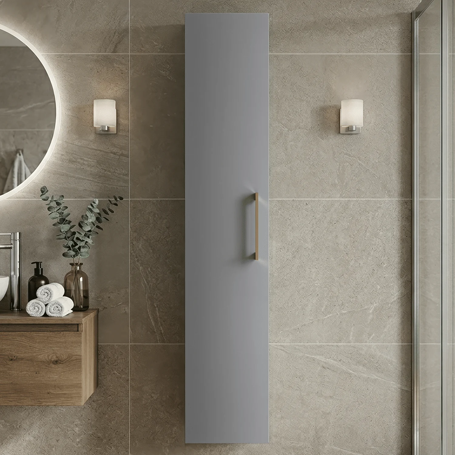 Bramshall 300mm Wall Hung 1 Door Tall Unit - Choice of Colour and Handle Finish - Image 11