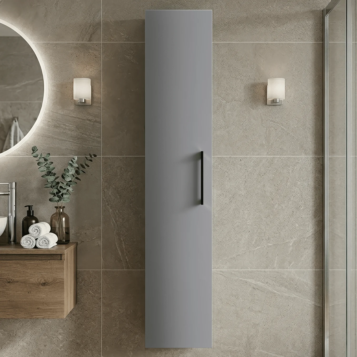 Bramshall 300mm Wall Hung 1 Door Tall Unit - Choice of Colour and Handle Finish - Image 12