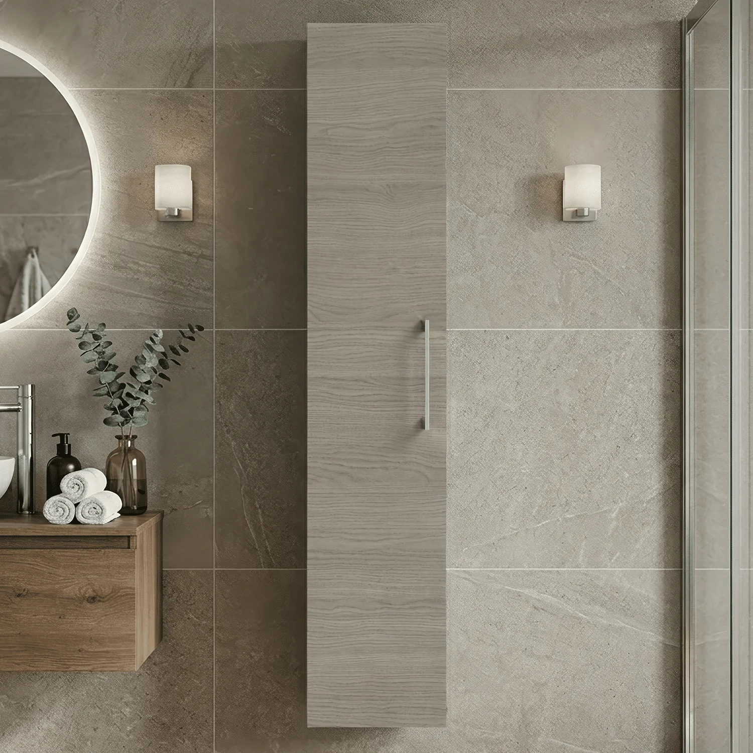 Bramshall 300mm Wall Hung 1 Door Tall Unit - Choice of Colour and Handle Finish - Image 16