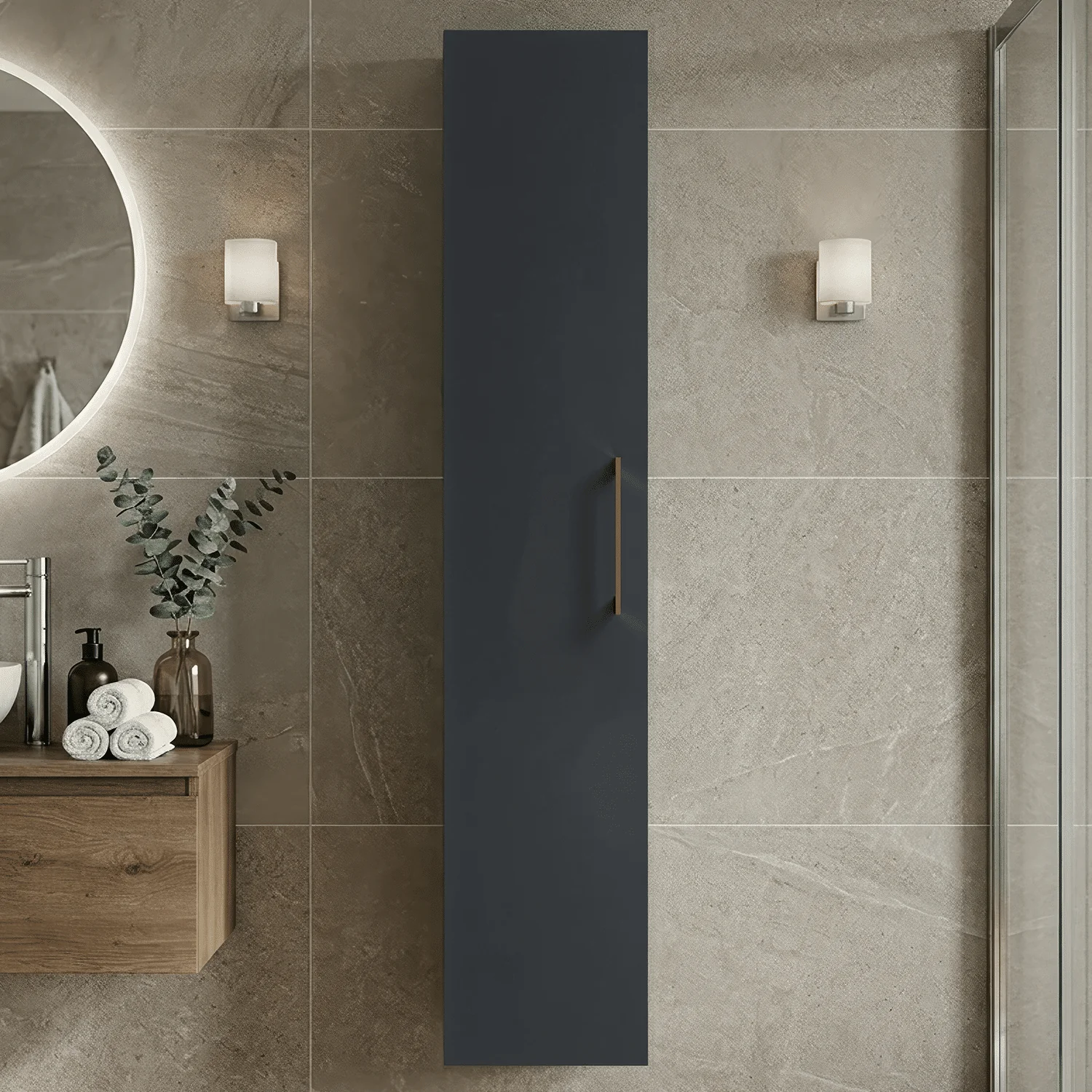 Bramshall 300mm Wall Hung 1 Door Tall Unit - Choice of Colour and Handle Finish - Image 2