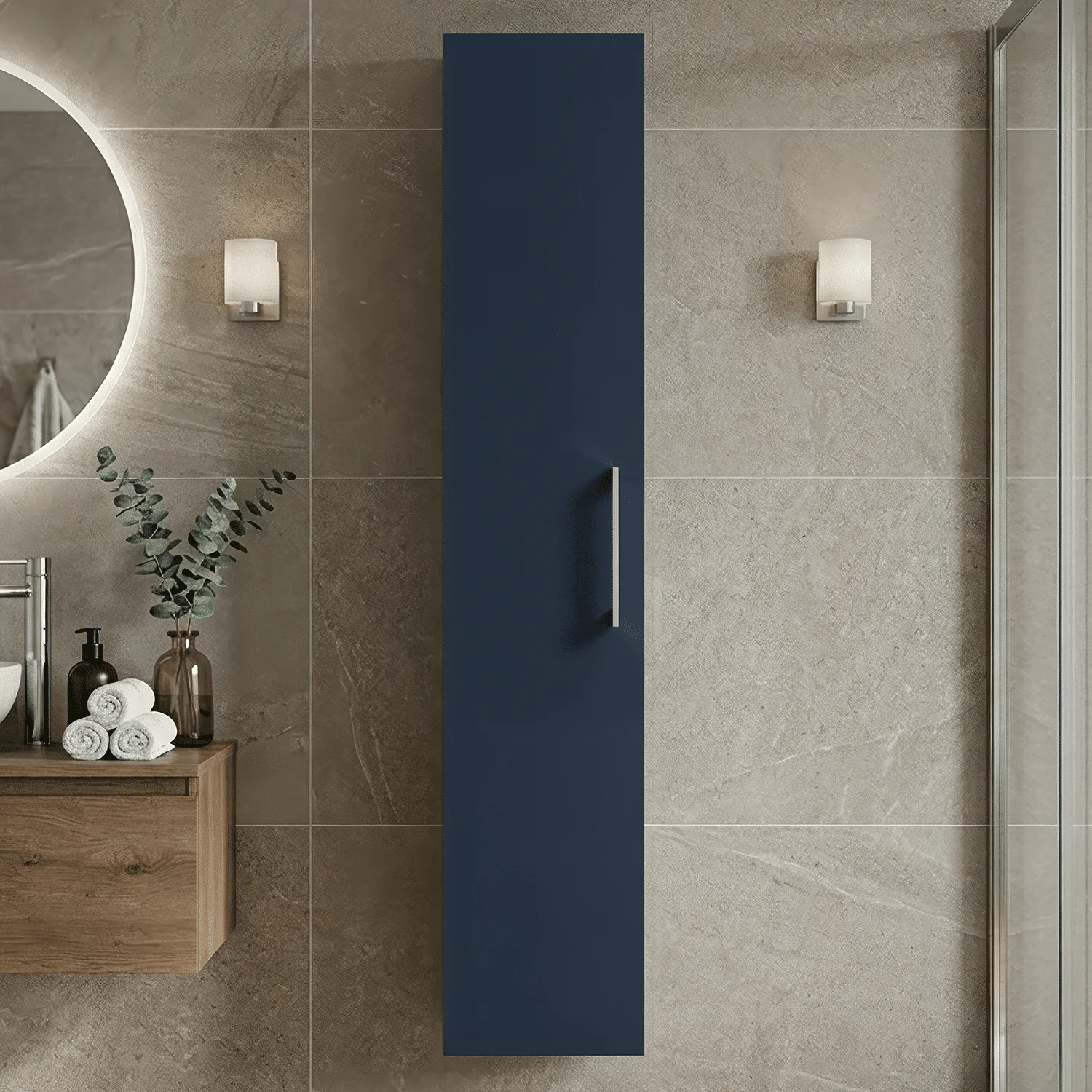 Bramshall 300mm Wall Hung 1 Door Tall Unit - Choice of Colour and Handle Finish - Image 22