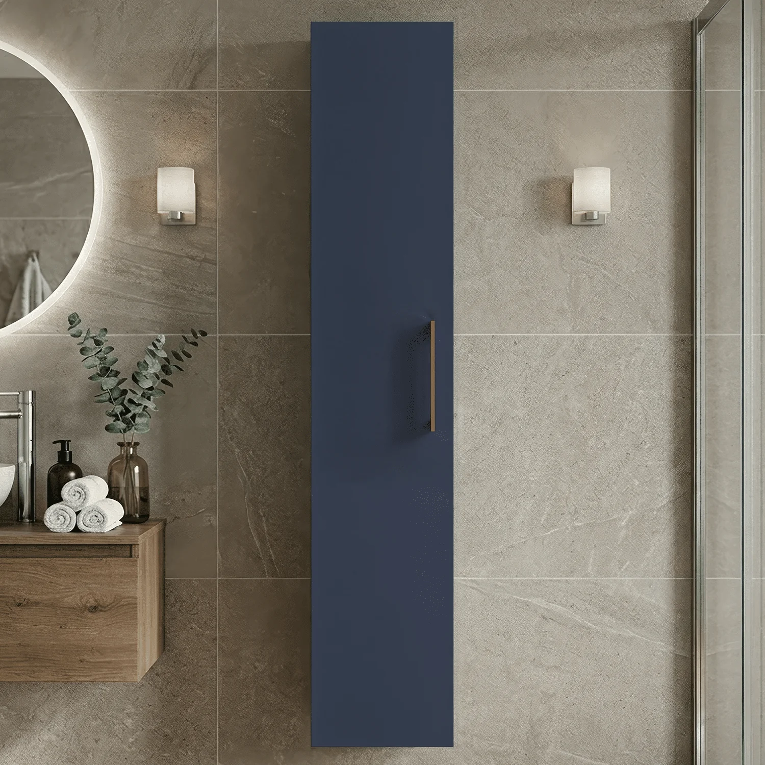 Bramshall 300mm Wall Hung 1 Door Tall Unit - Choice of Colour and Handle Finish - Image 25