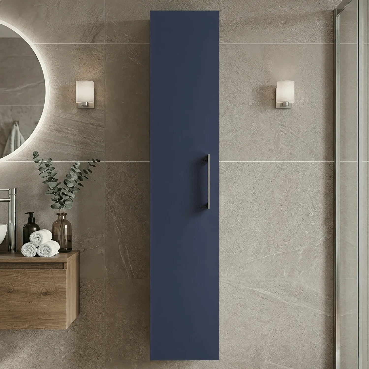Bramshall 300mm Wall Hung 1 Door Tall Unit - Choice of Colour and Handle Finish - Image 27