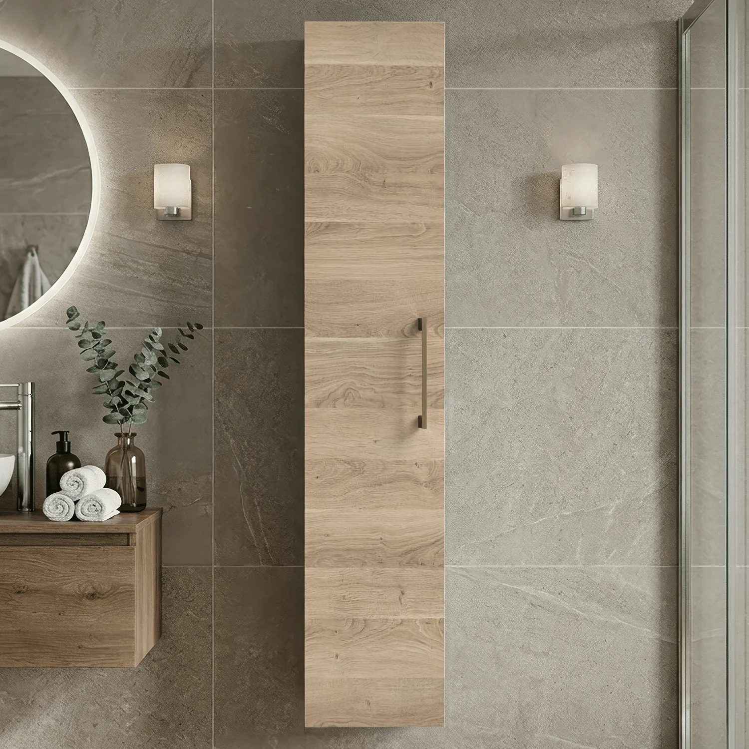 Bramshall 300mm Wall Hung 1 Door Tall Unit - Choice of Colour and Handle Finish - Image 29