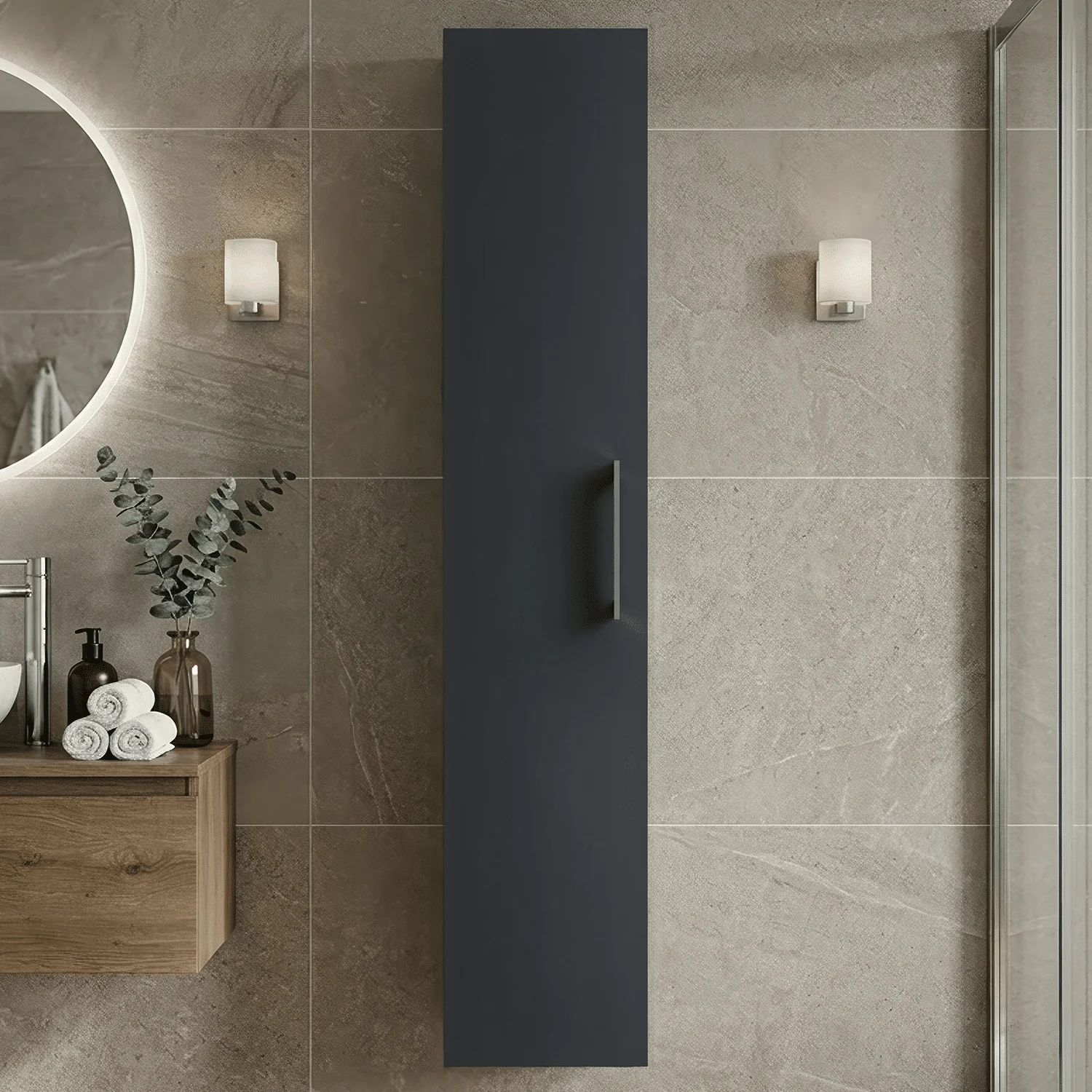 Bramshall 300mm Wall Hung 1 Door Tall Unit - Choice of Colour and Handle Finish - Image 3