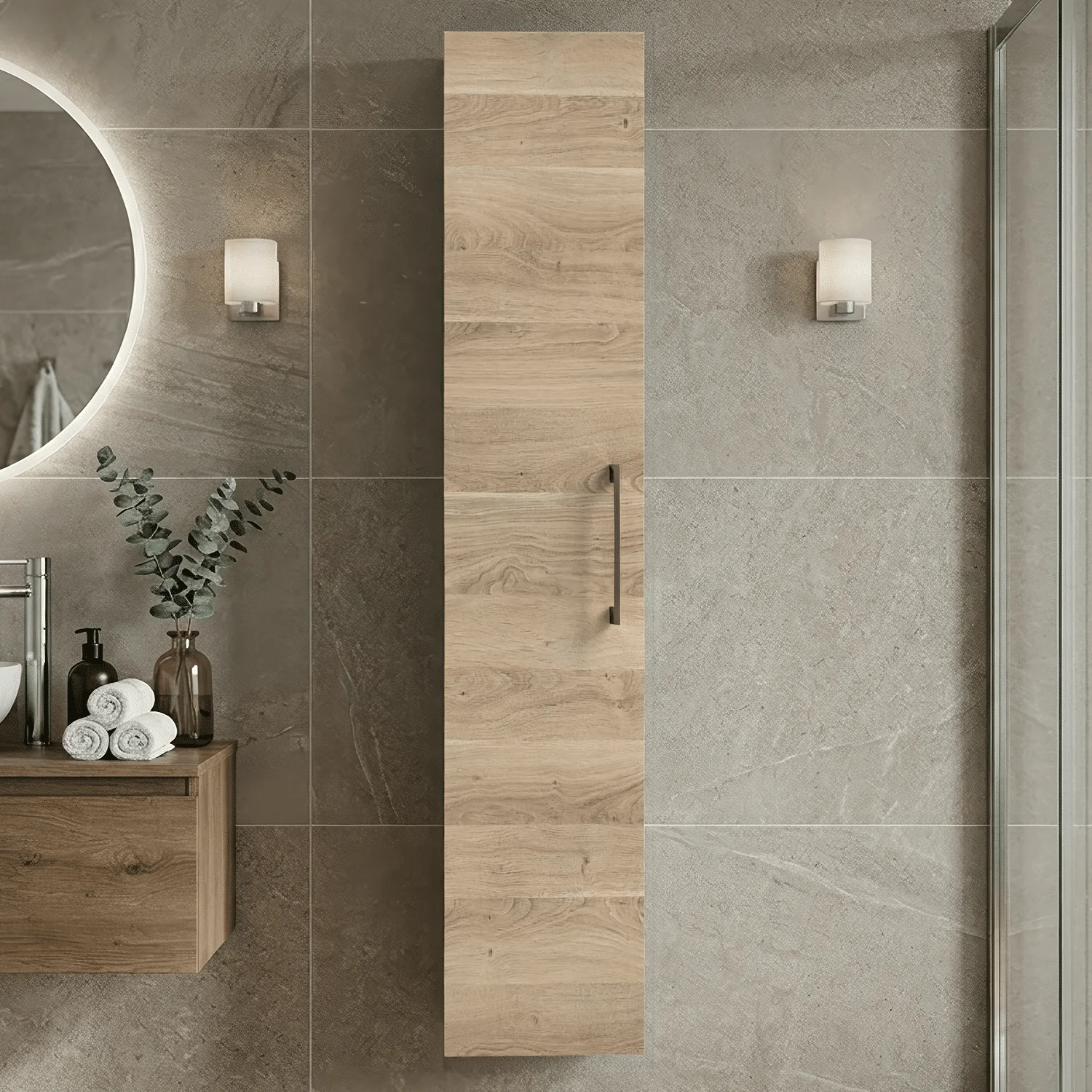 Bramshall 300mm Wall Hung 1 Door Tall Unit - Choice of Colour and Handle Finish - Image 32