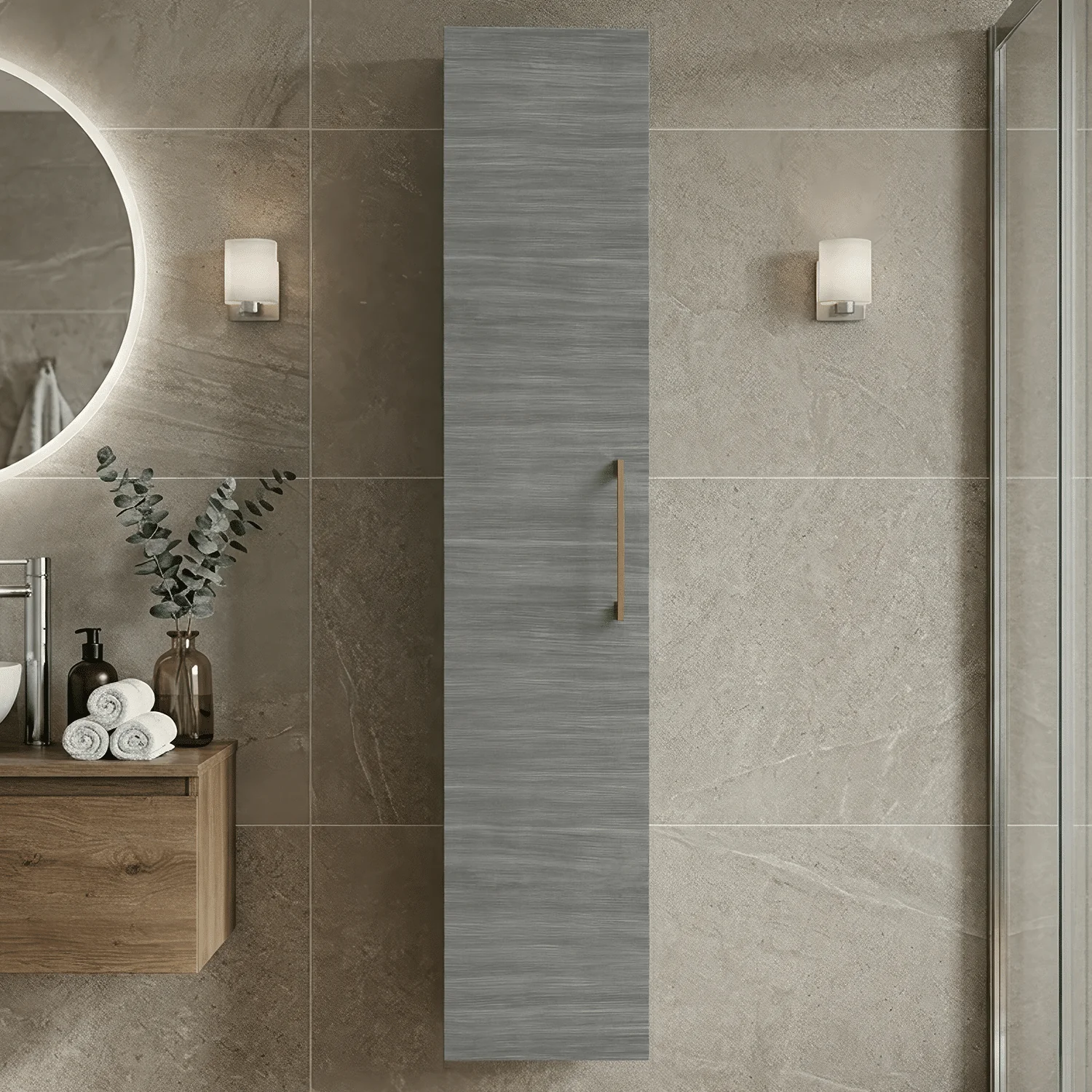 Bramshall 300mm Wall Hung 1 Door Tall Unit - Choice of Colour and Handle Finish - Image 34