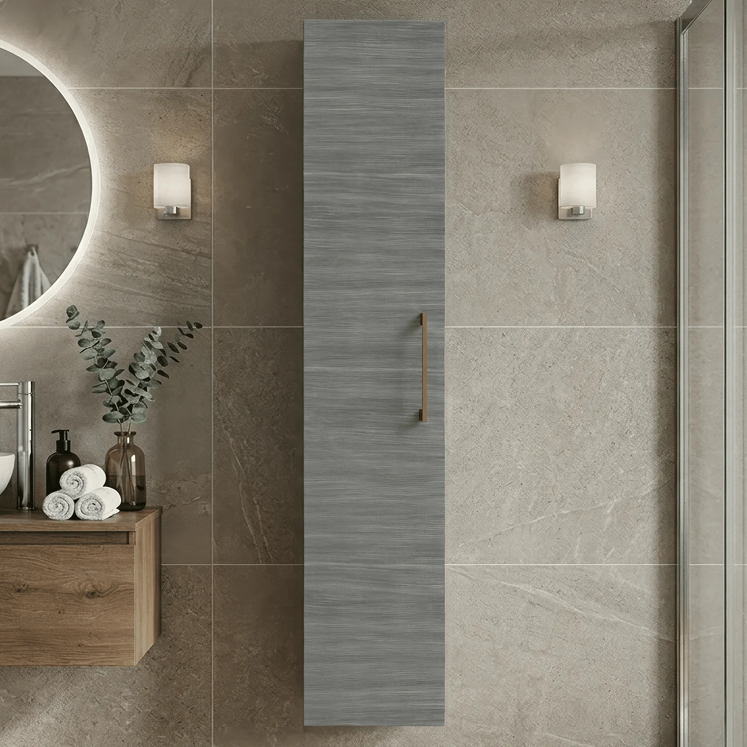 Bramshall 300mm Wall Hung 1 Door Tall Unit - Choice of Colour and Handle Finish - Image 36