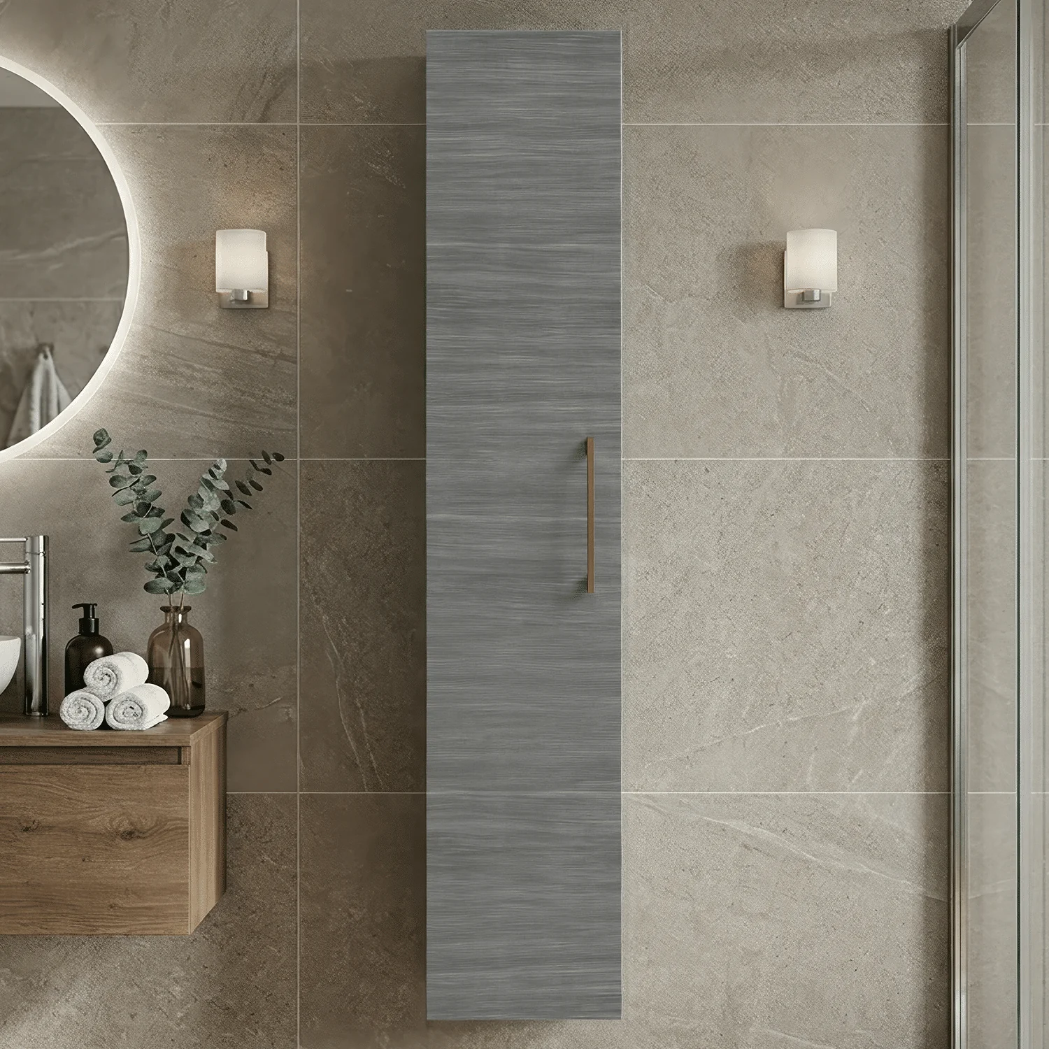 Bramshall 300mm Wall Hung 1 Door Tall Unit - Choice of Colour and Handle Finish - Image 37