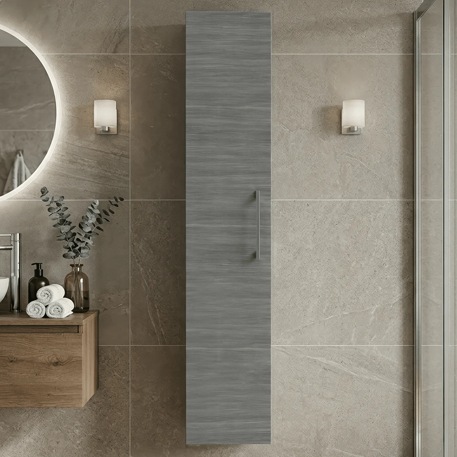 Bramshall 300mm Wall Hung 1 Door Tall Unit - Choice of Colour and Handle Finish - Image 38