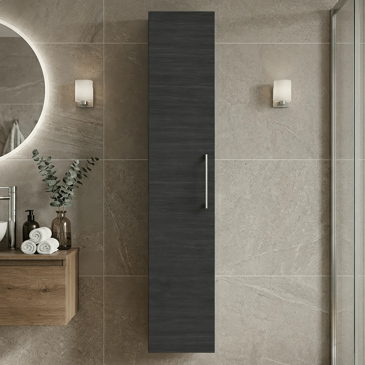 Bramshall 300mm Wall Hung 1 Door Tall Unit - Choice of Colour and Handle Finish - Image 39